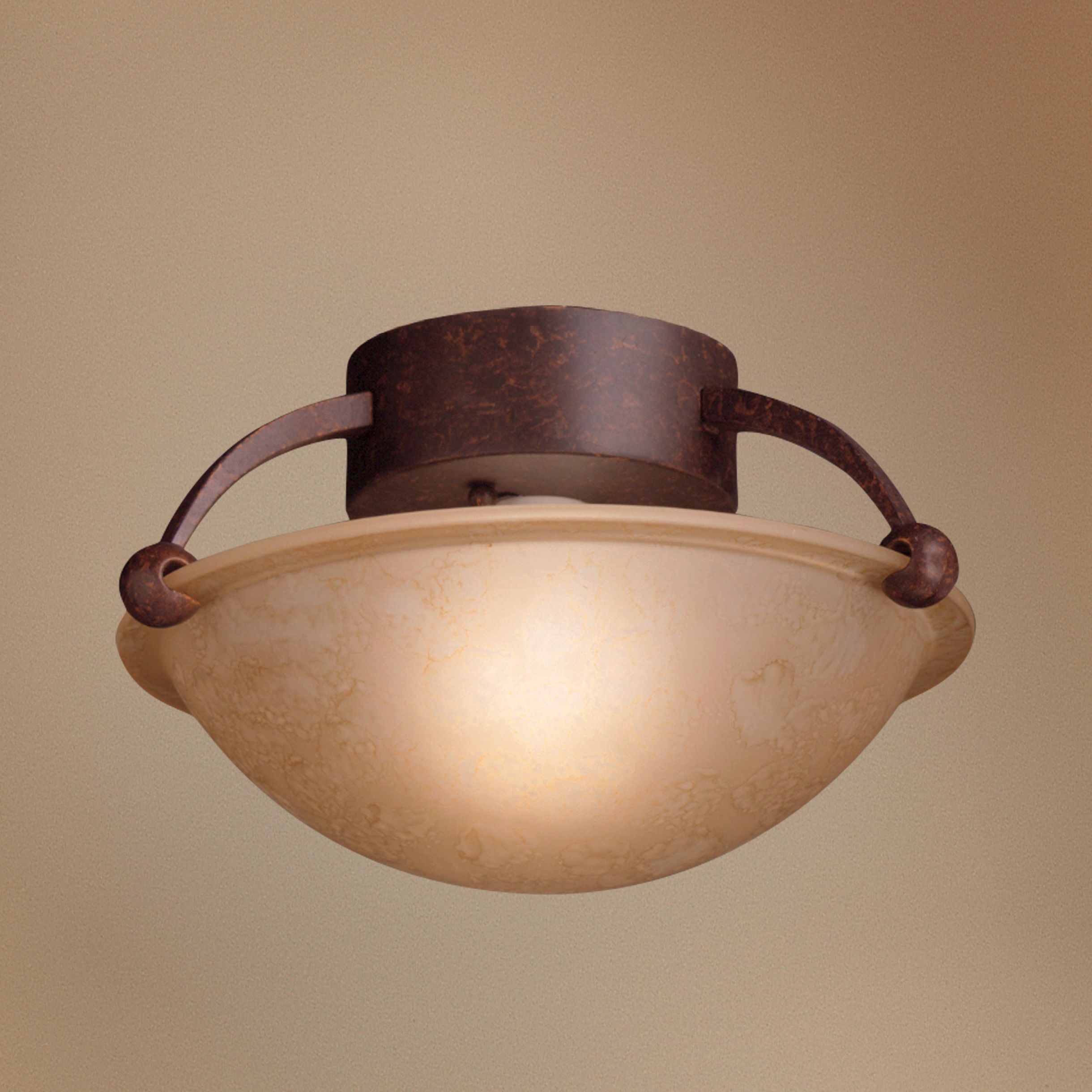 Amber Glass 12" Wide Ceiling Light Fixture