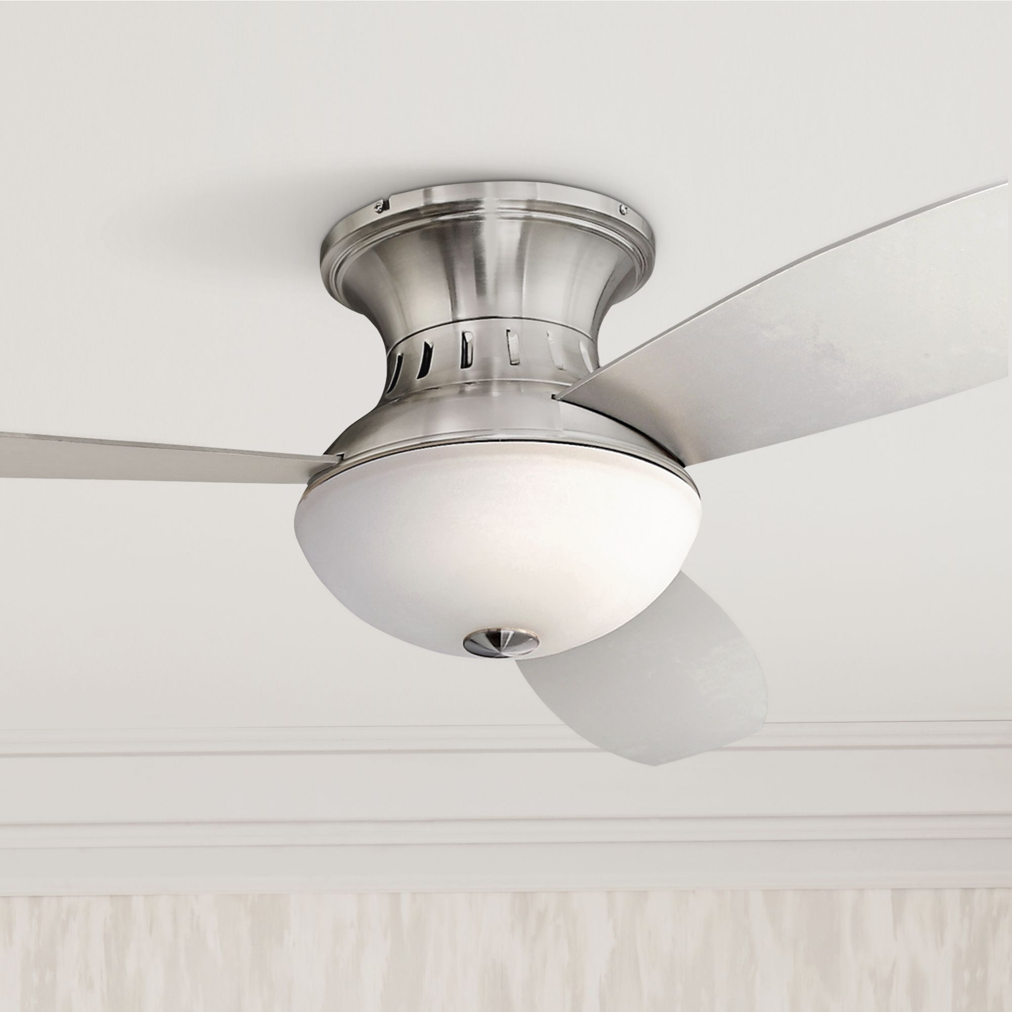 52" Encore Possini Euro Brushed Nickel Hugger Ceiling Fan