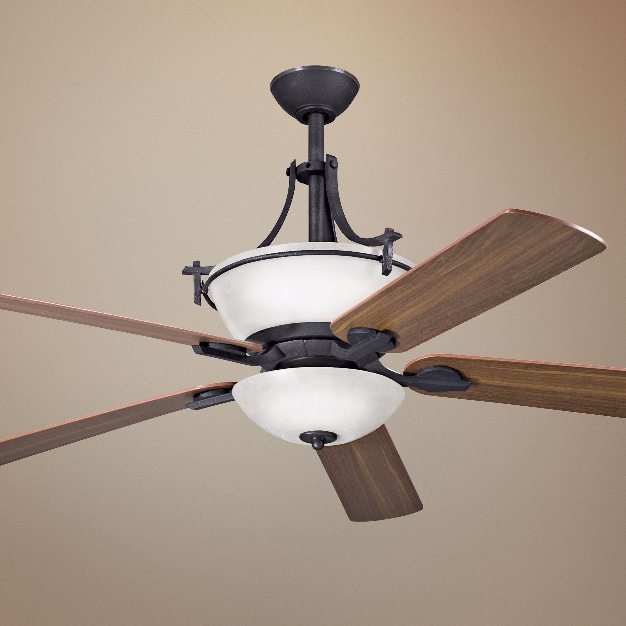 60" Olympia Distressed Black Ceiling Fan