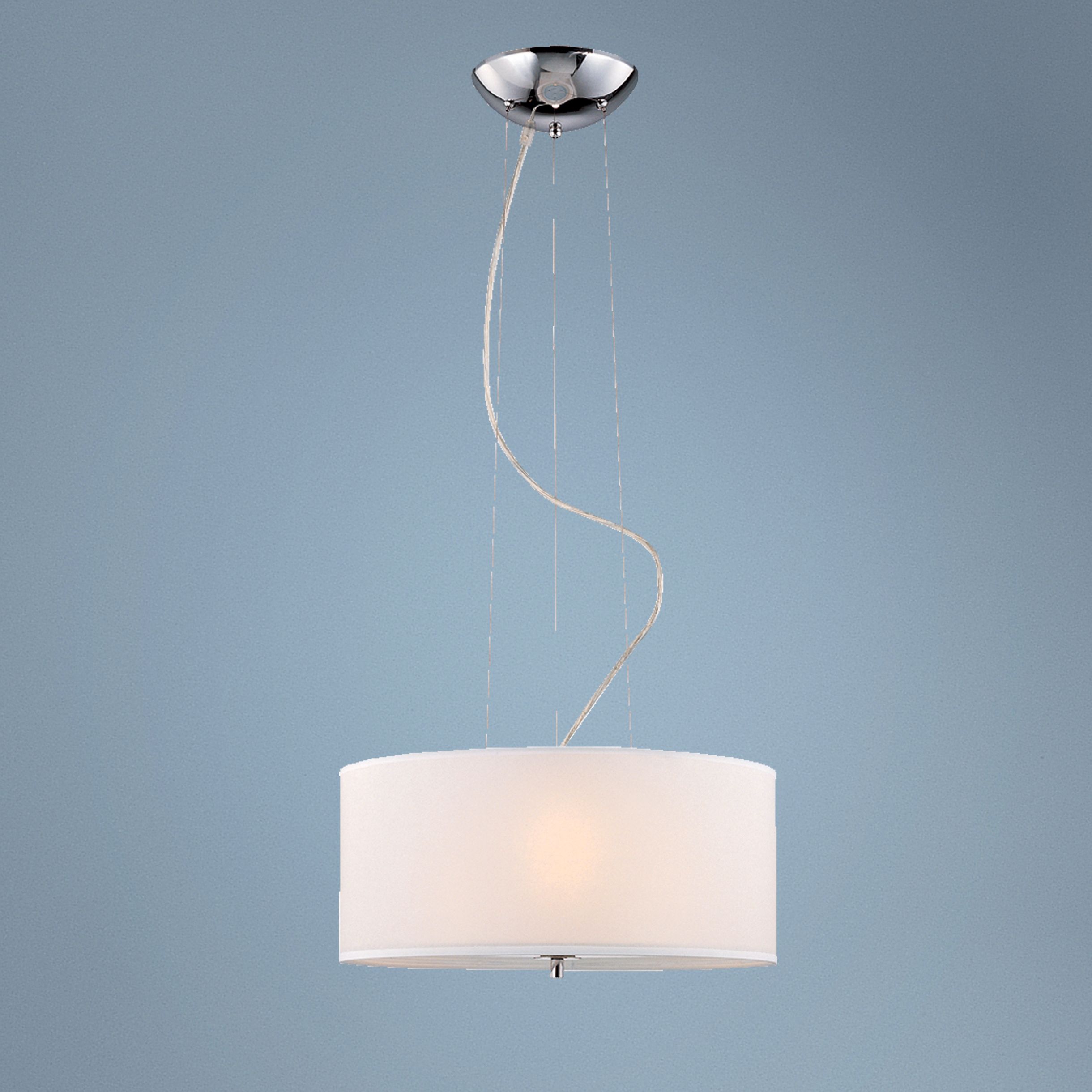 Lite Source Olwen 3-Light White Fabric Round Pendant Fixture