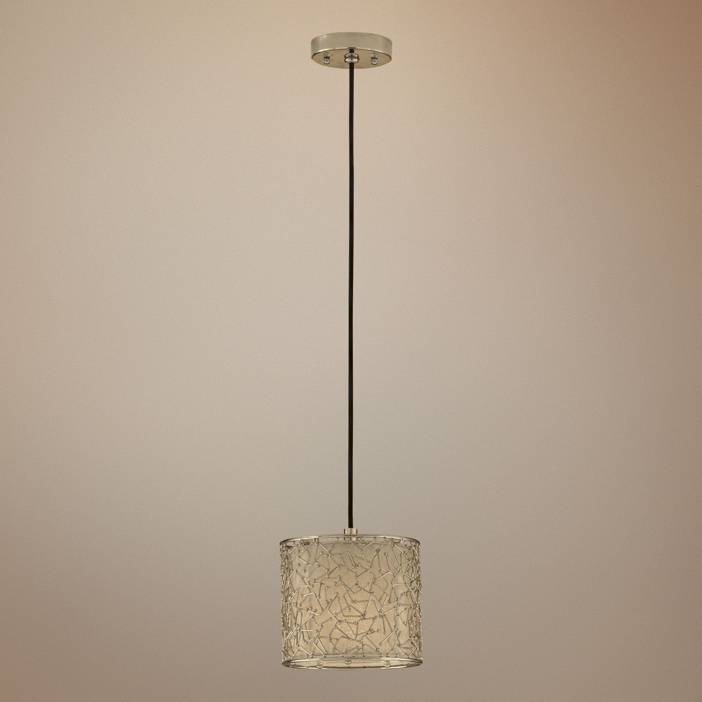 Brandon Collection One Light Polished Silver Mini-Pendant