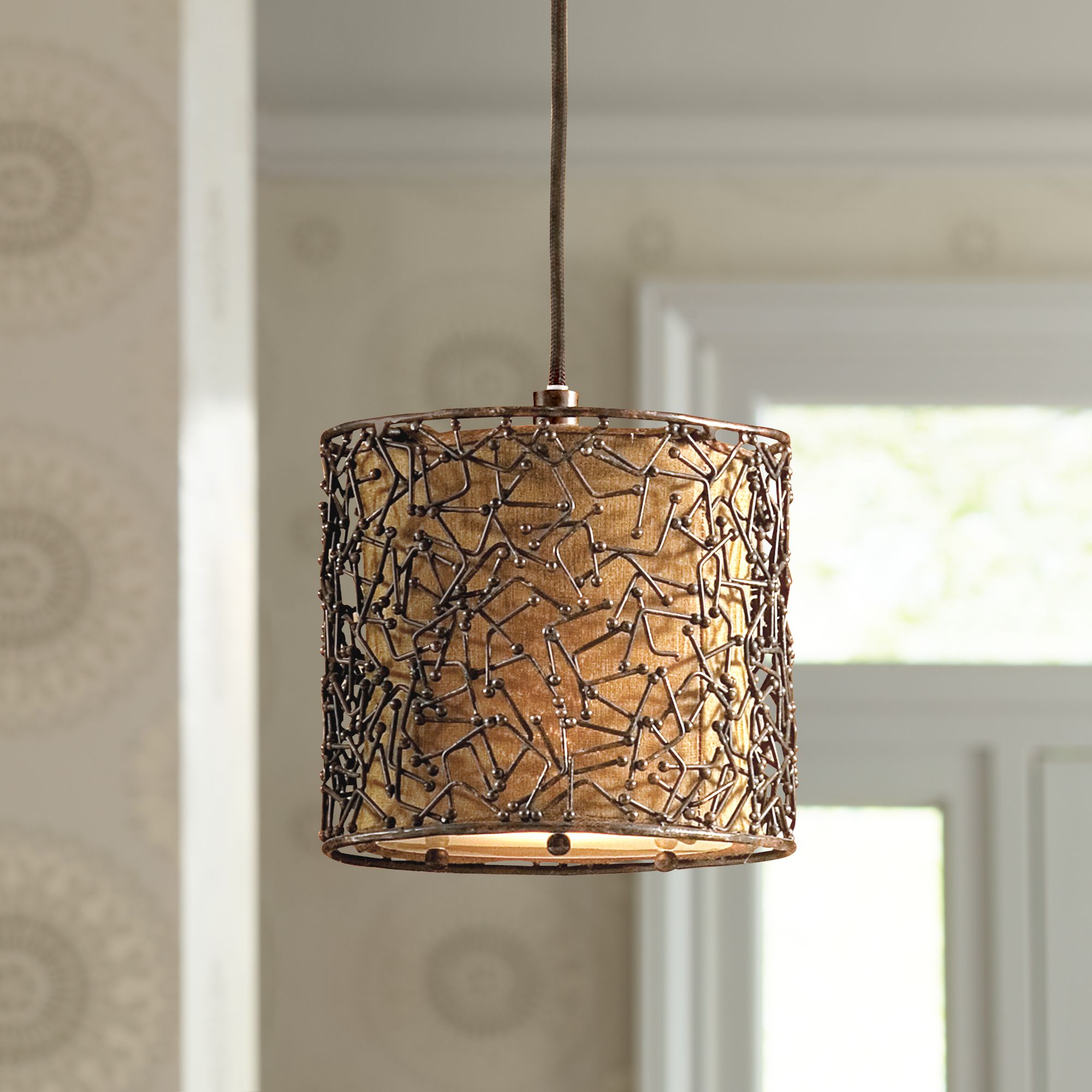Brandon Collection One Light Distressed Rust Mini-Pendant
