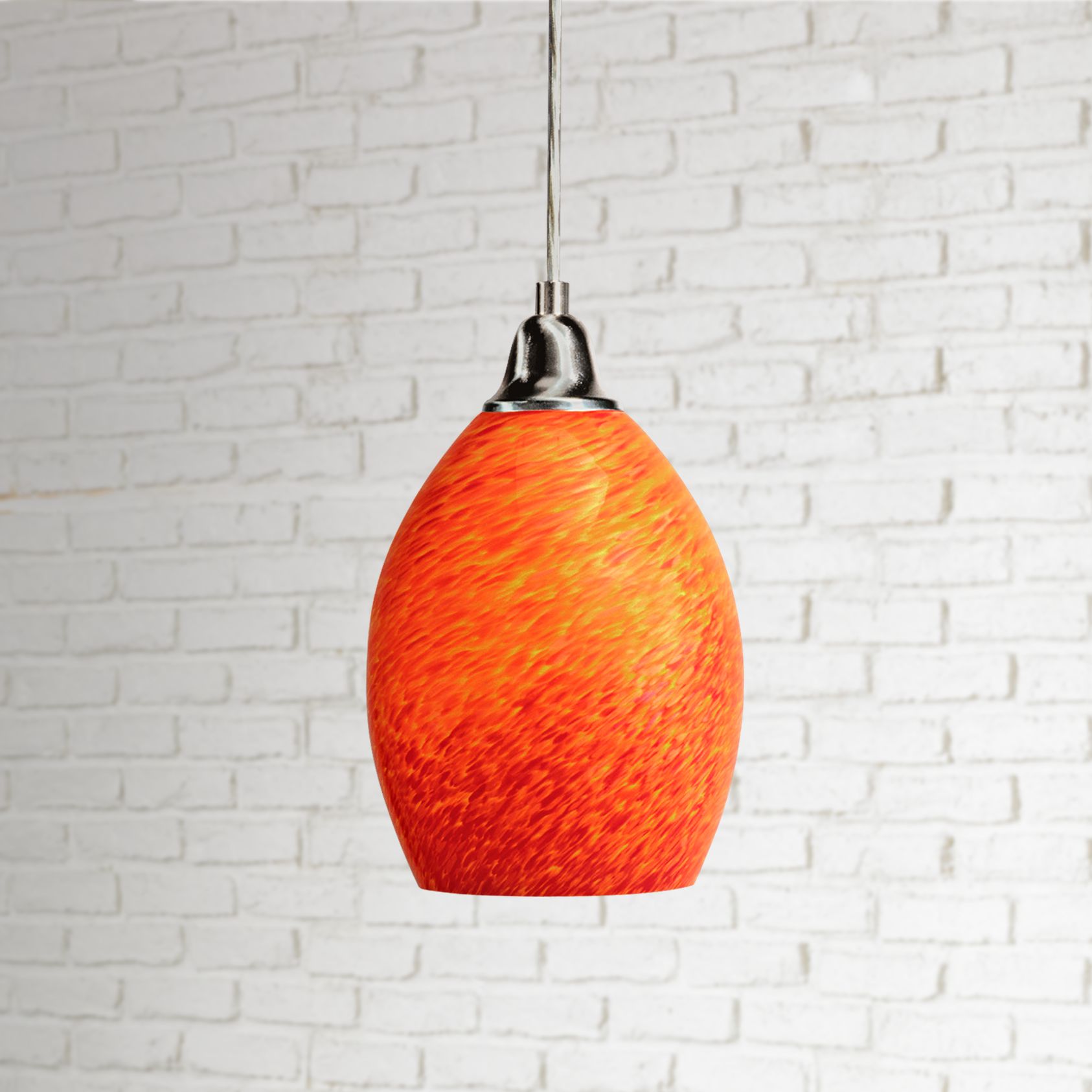 Satin Nickel Cracked Eggshell Shaped Pendant Light