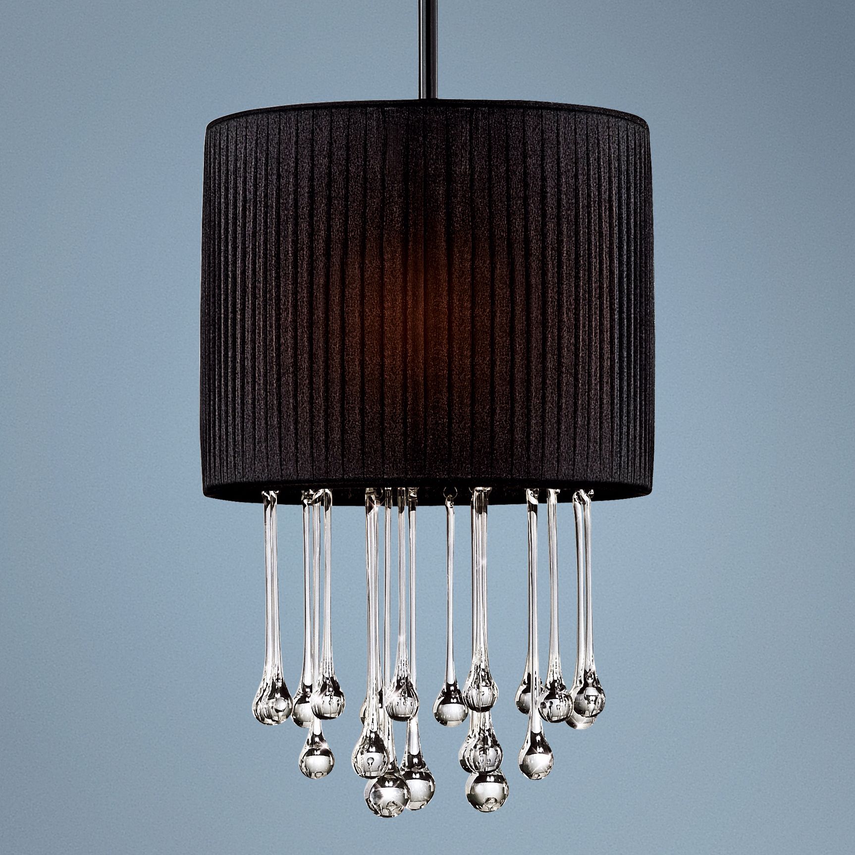 Penchant 15" High Crystal and Black Mini Pendant Light