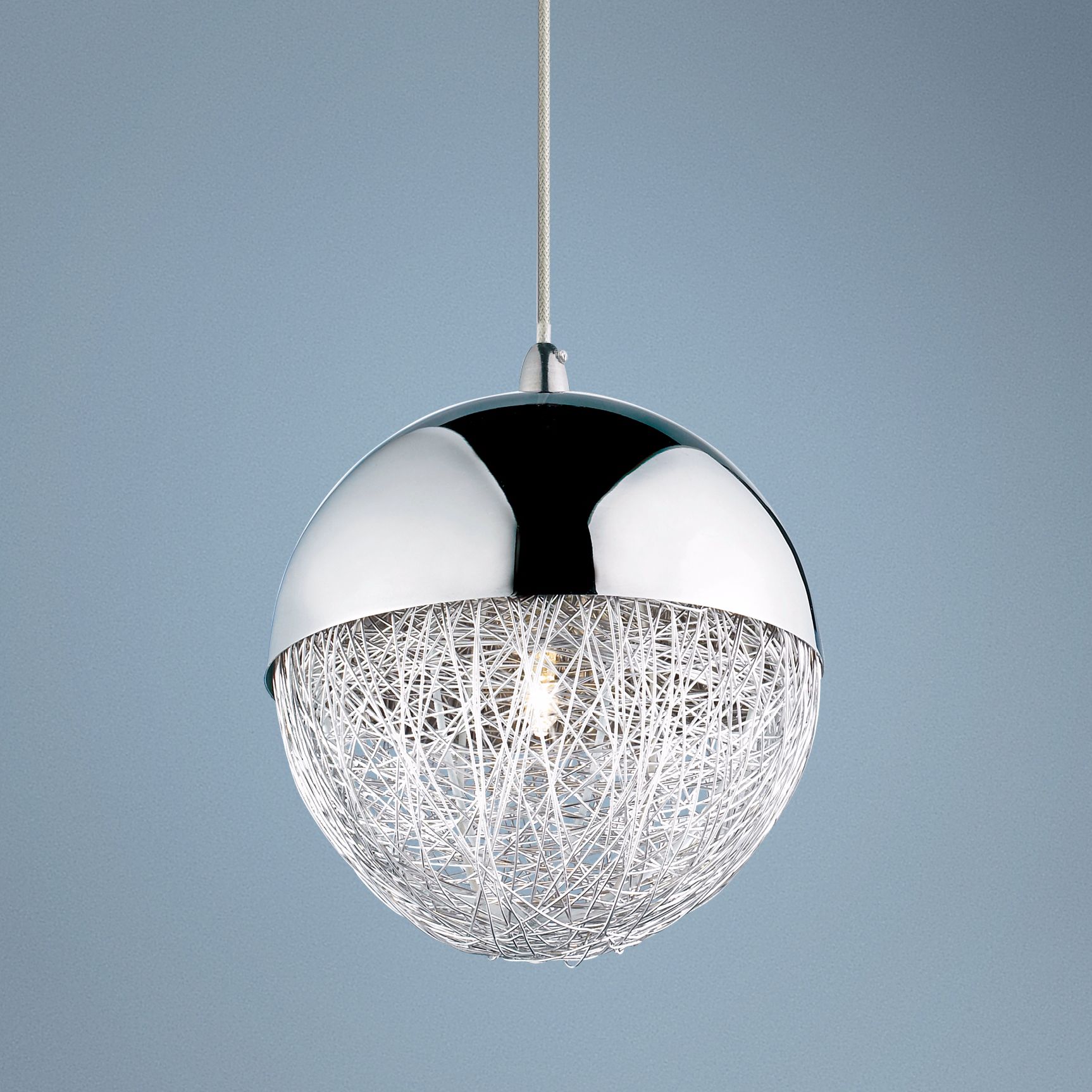 Sonnet 6" Wide Winding Globe Chrome Pendant Light