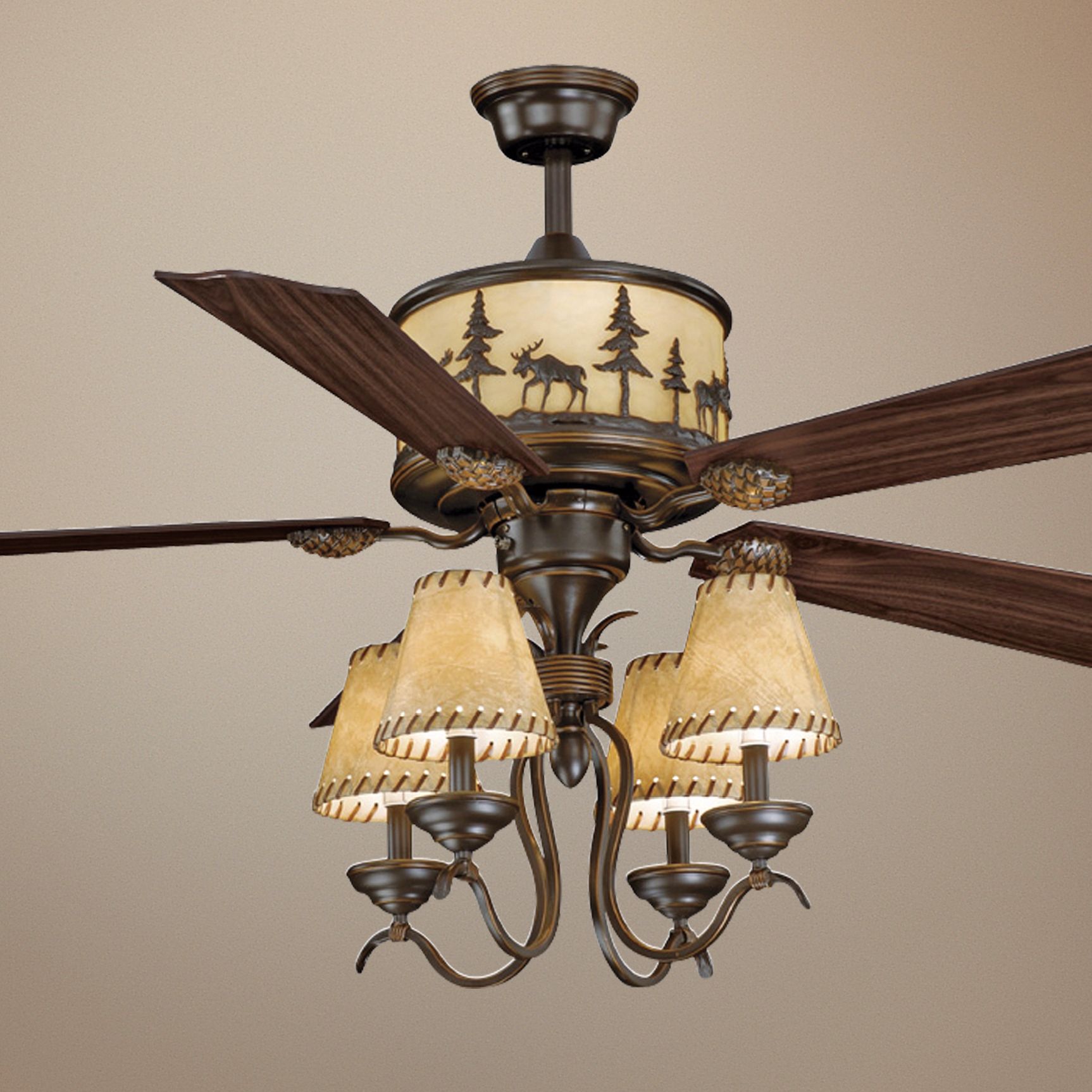 56" Vaxcel Yellowstone Faux Leather Down Lights Ceiling Fan