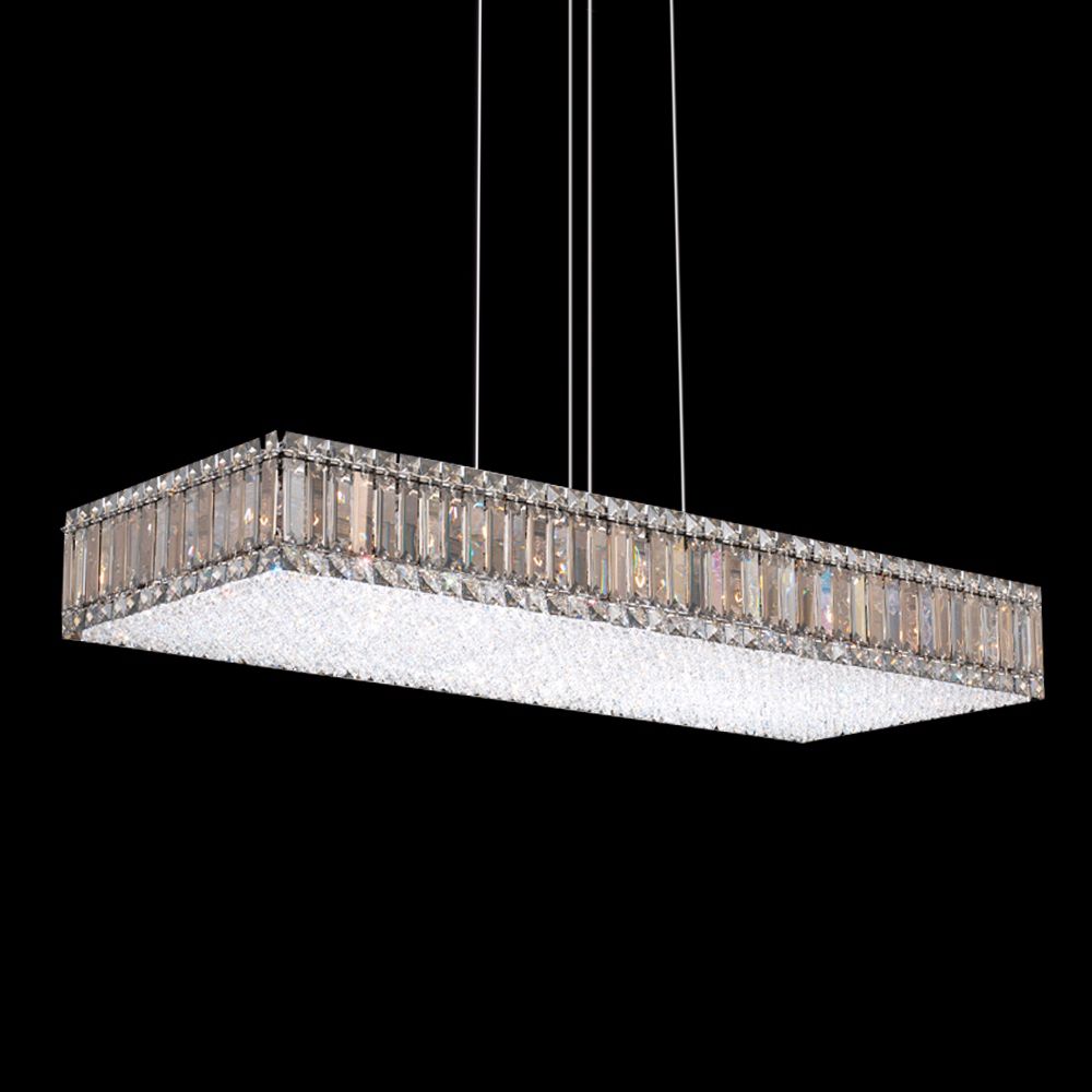 Schonbek Quantum Box Silver Teak 39" Wide Crystal Chandelier