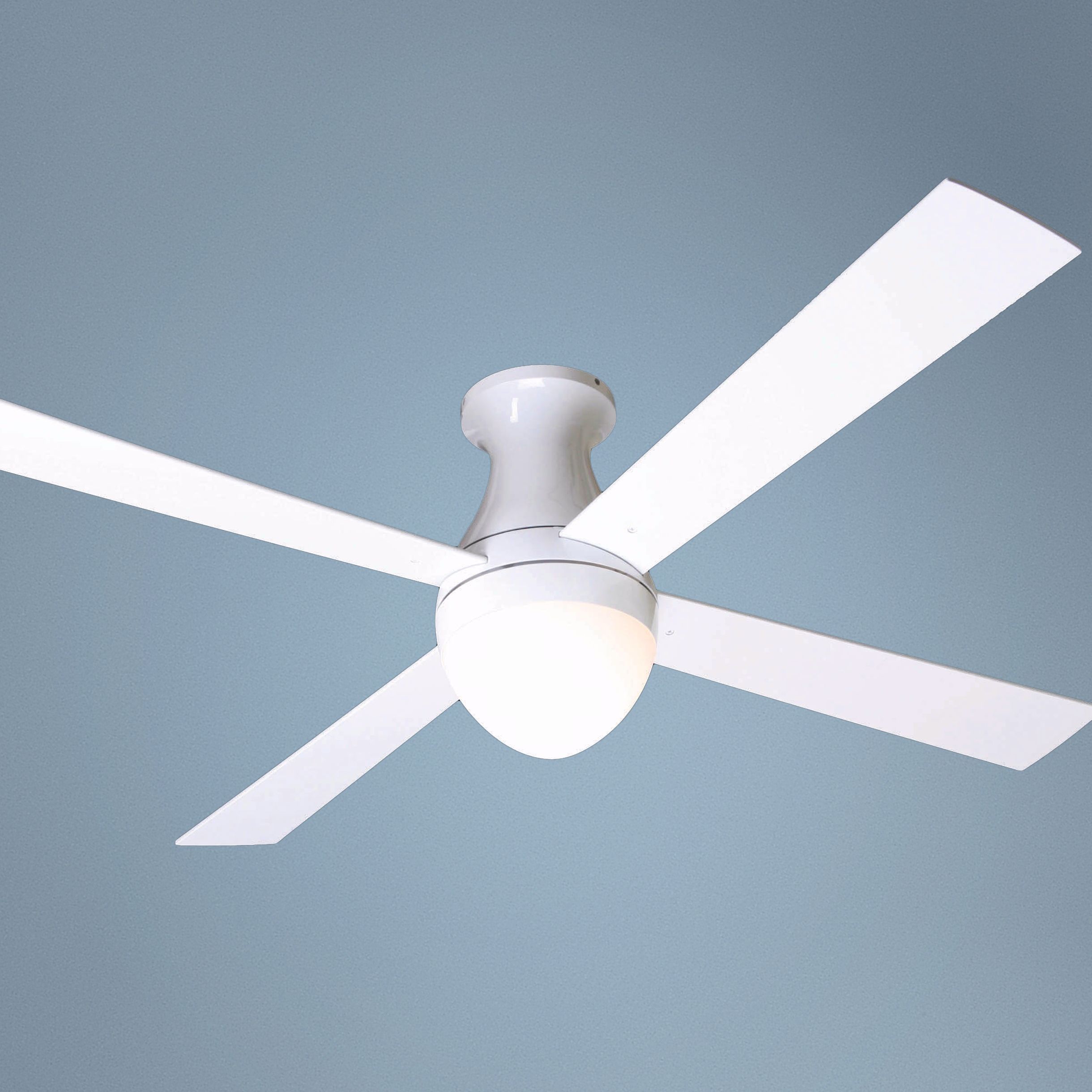 52" Gloss White Ball Hugger with Light Ceiling Fan