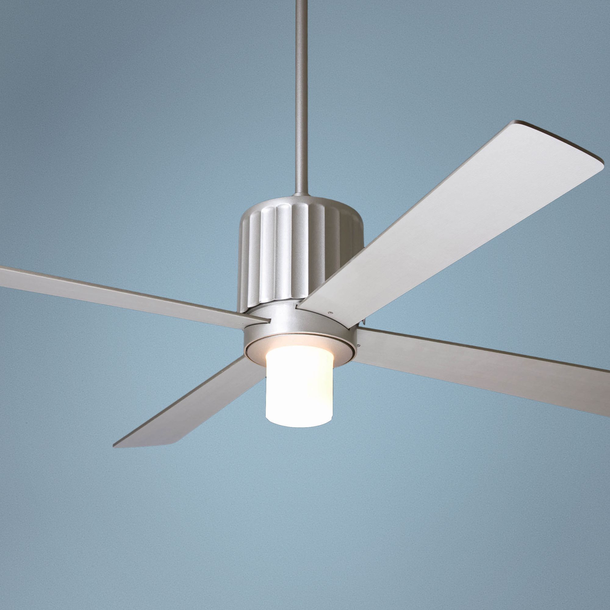 52" Modern Fan Flute Textured Nickel w/ Light Ceiling Fan