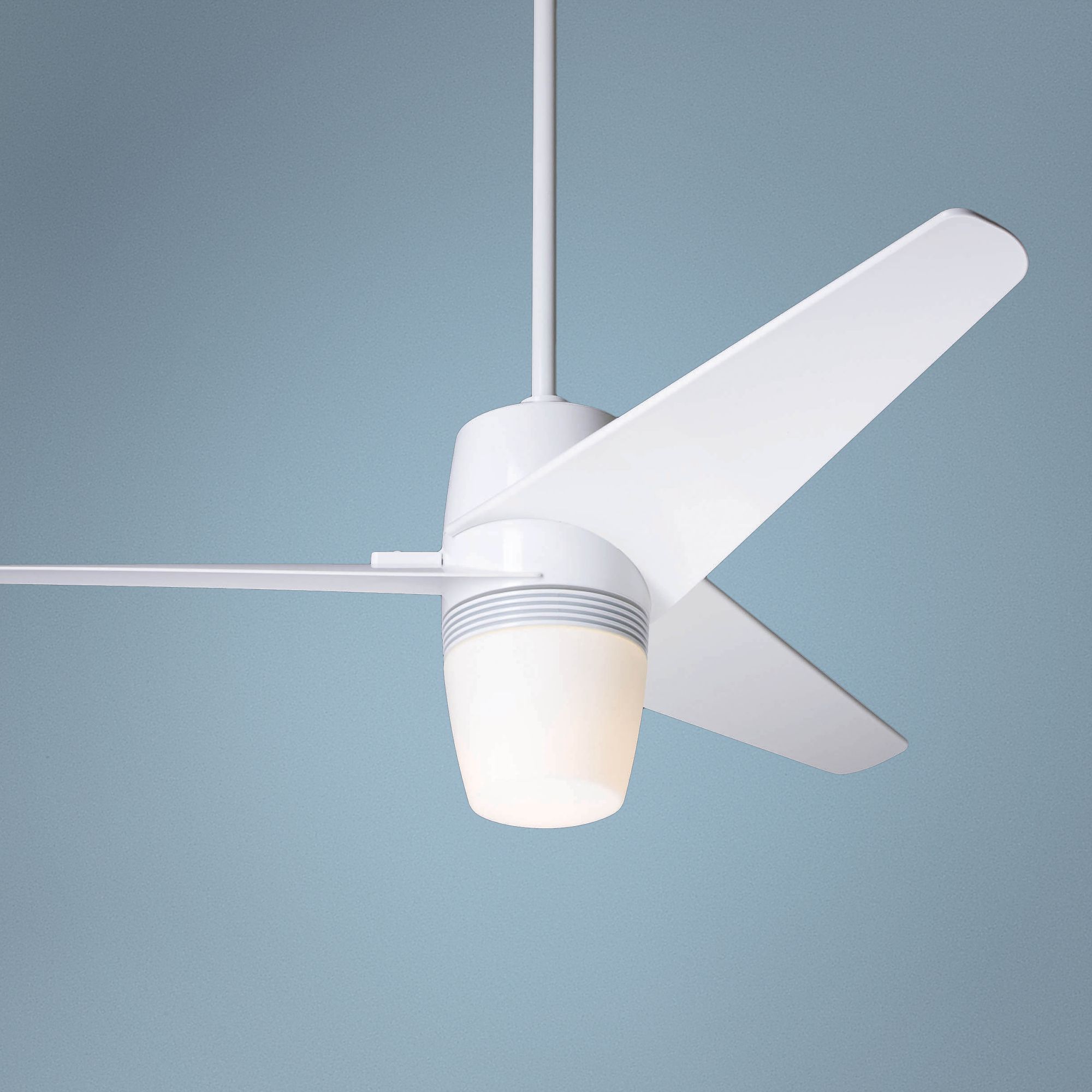 50" Modern Fan Velo Gloss White Ceiling Fan with Light Kit