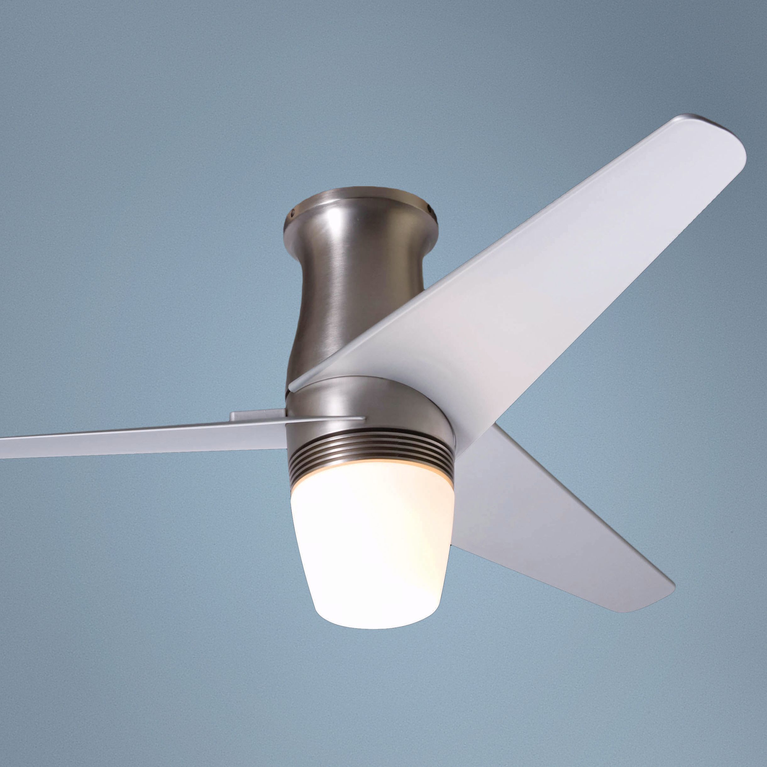 50" Velo Bright Nickel Hugger Ceiling Fan with Light Kit