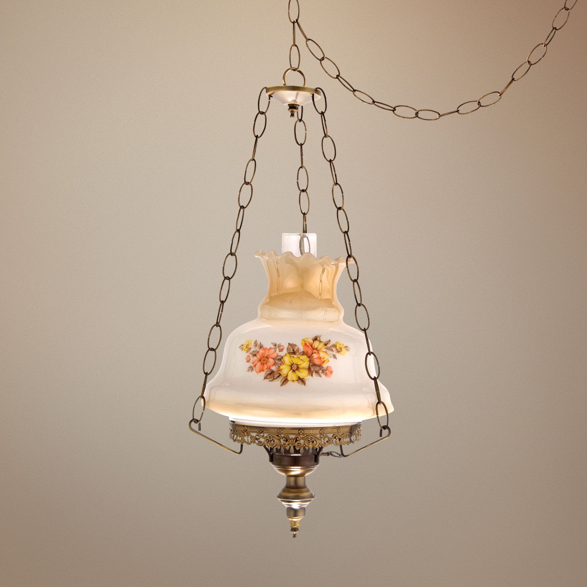 Earthtone Window 13" Wide Plug-in Swag Chandelier