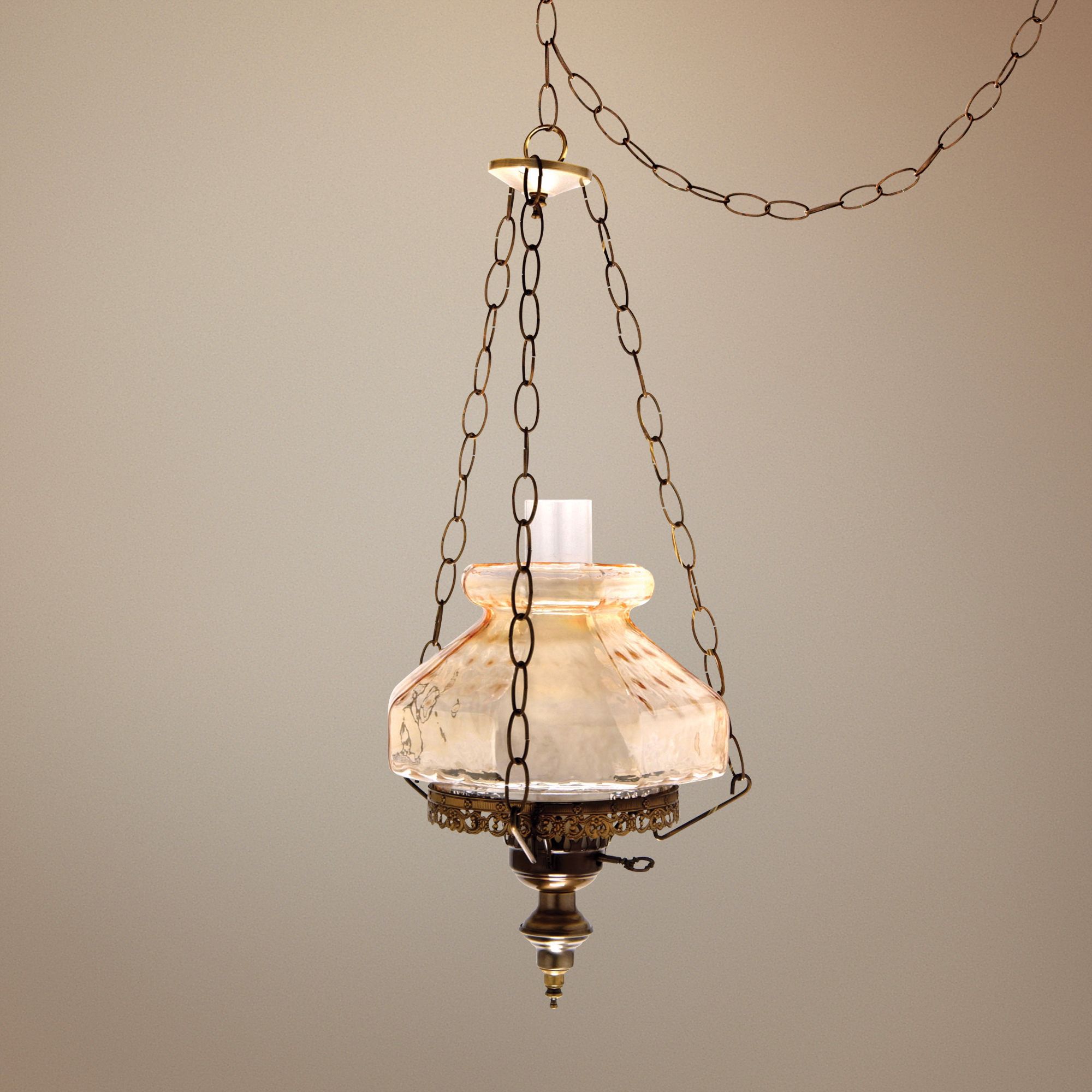 Amber Rhombus Octagon 13" Wide Swag Plug-In Chandelier