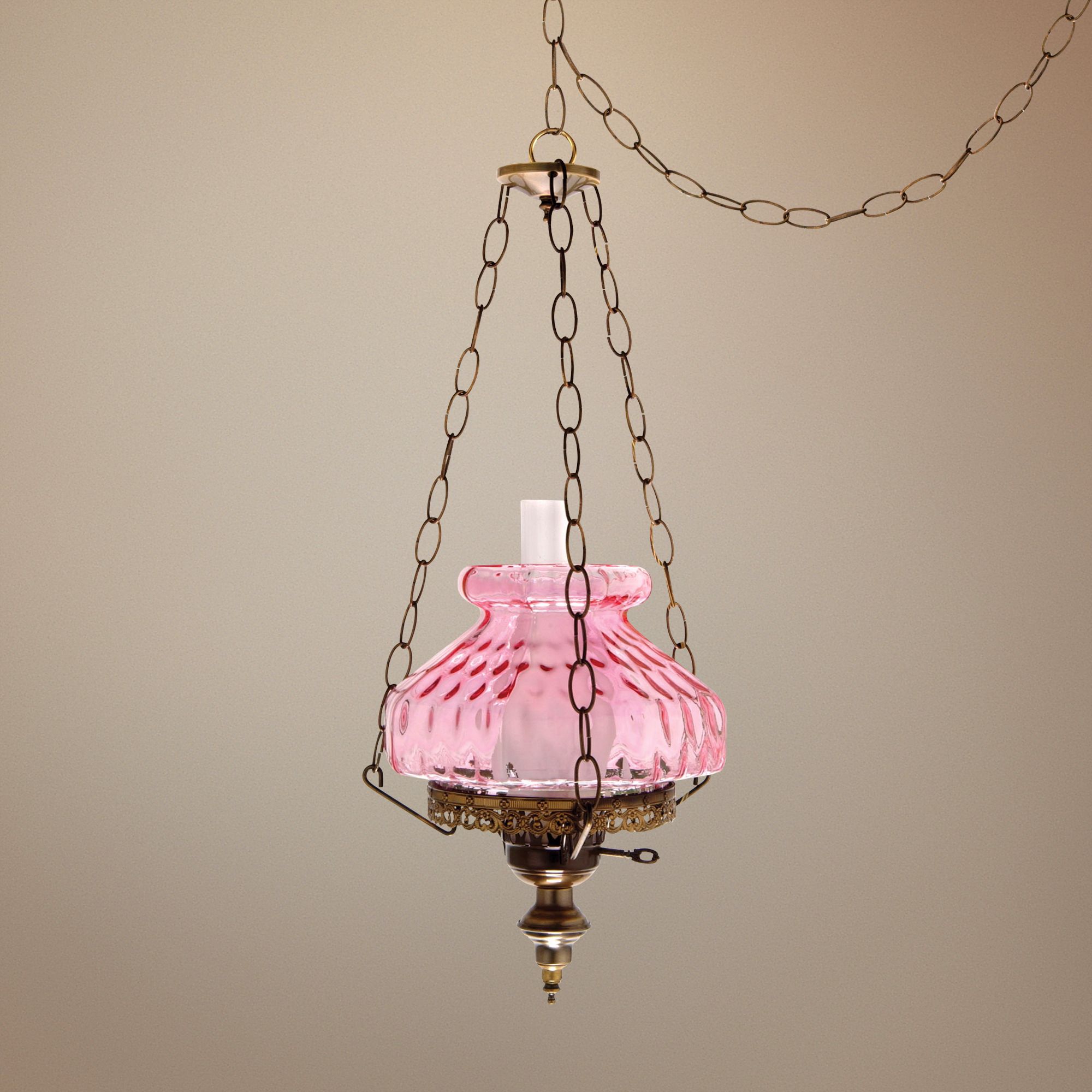 Pink Rhombus Octagon 13" Wide Plug-in Swag Chandelier