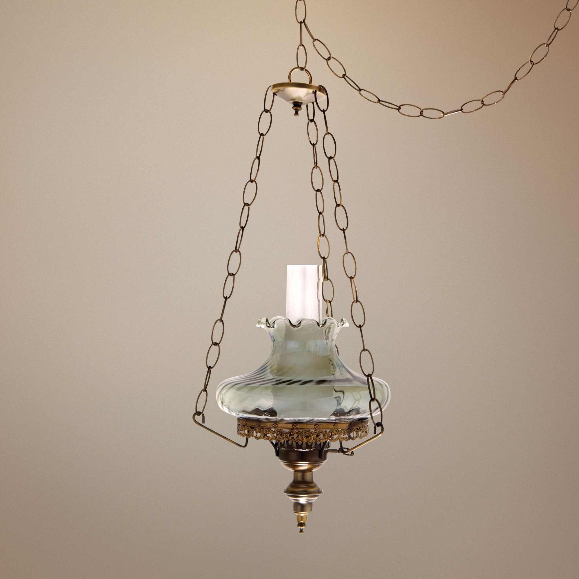 Green Swirl Tamoshanta 13" Wide Plug-in Swag Chandelier