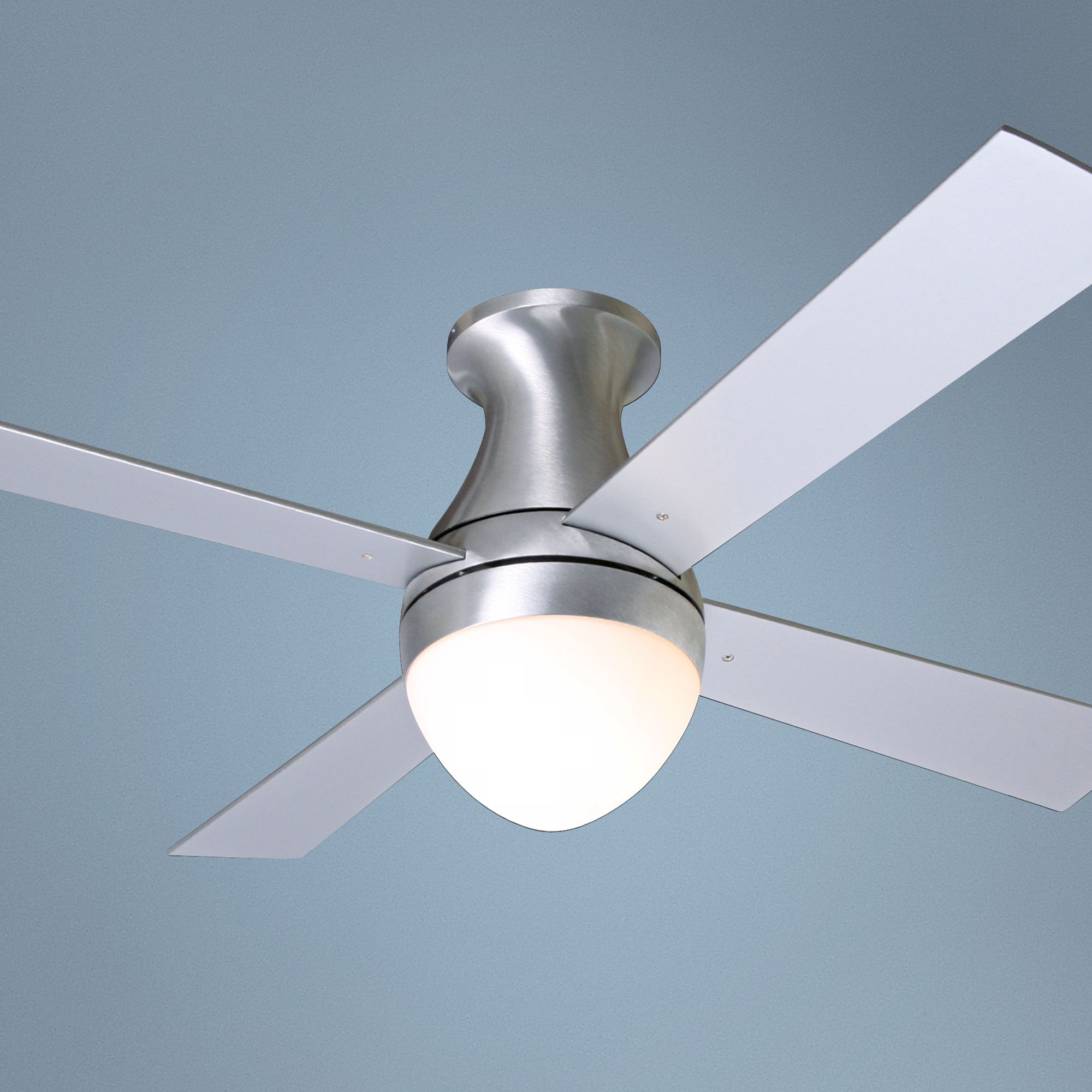 42" Aluminum Finish Ball Hugger with Light Ceiling Fan