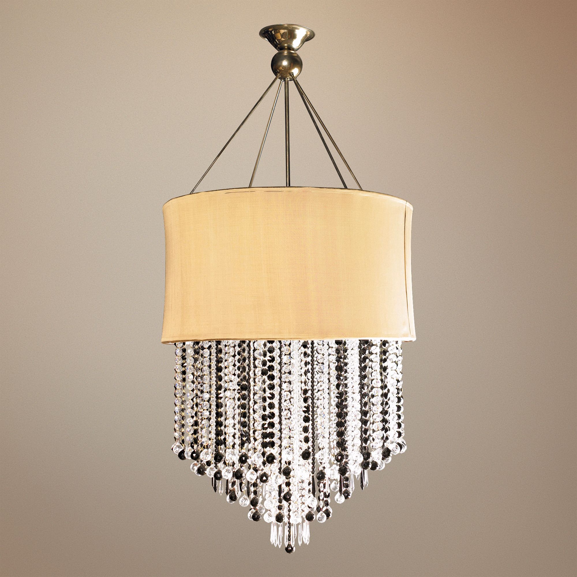 Maitland-Smith Silk Shade Black and White Crystal Pendant