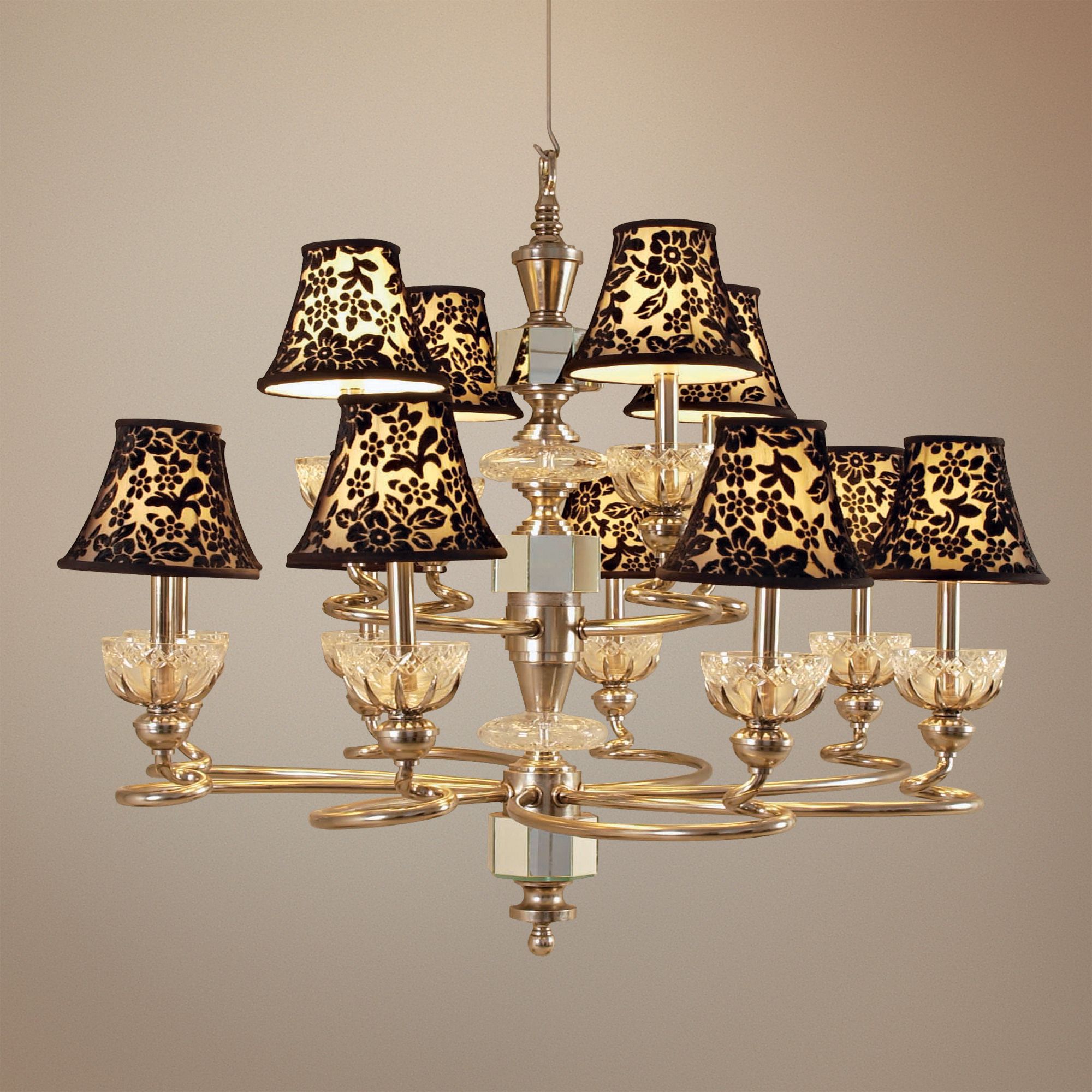 Maitland-Smith Velvet Shade Hand-Cut Crystal Chandelier