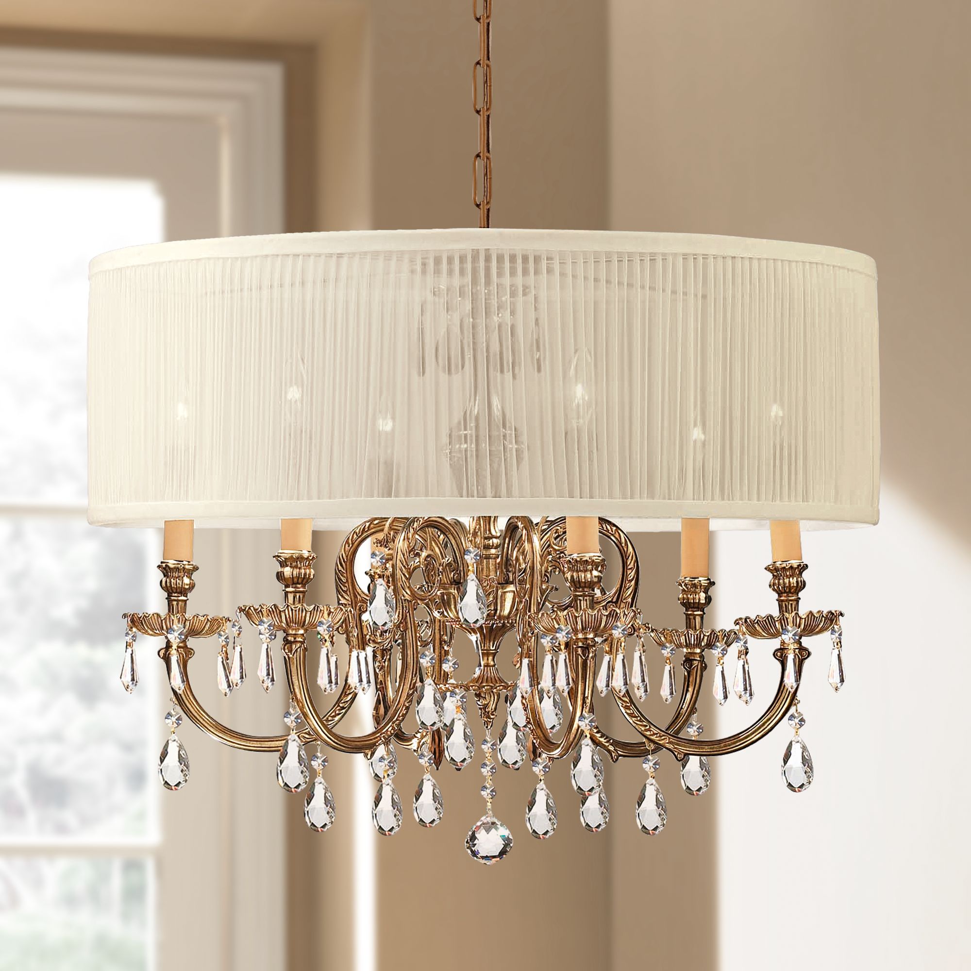 Brentwood Collection Olde Brass 6-Light Crystal Chandelier