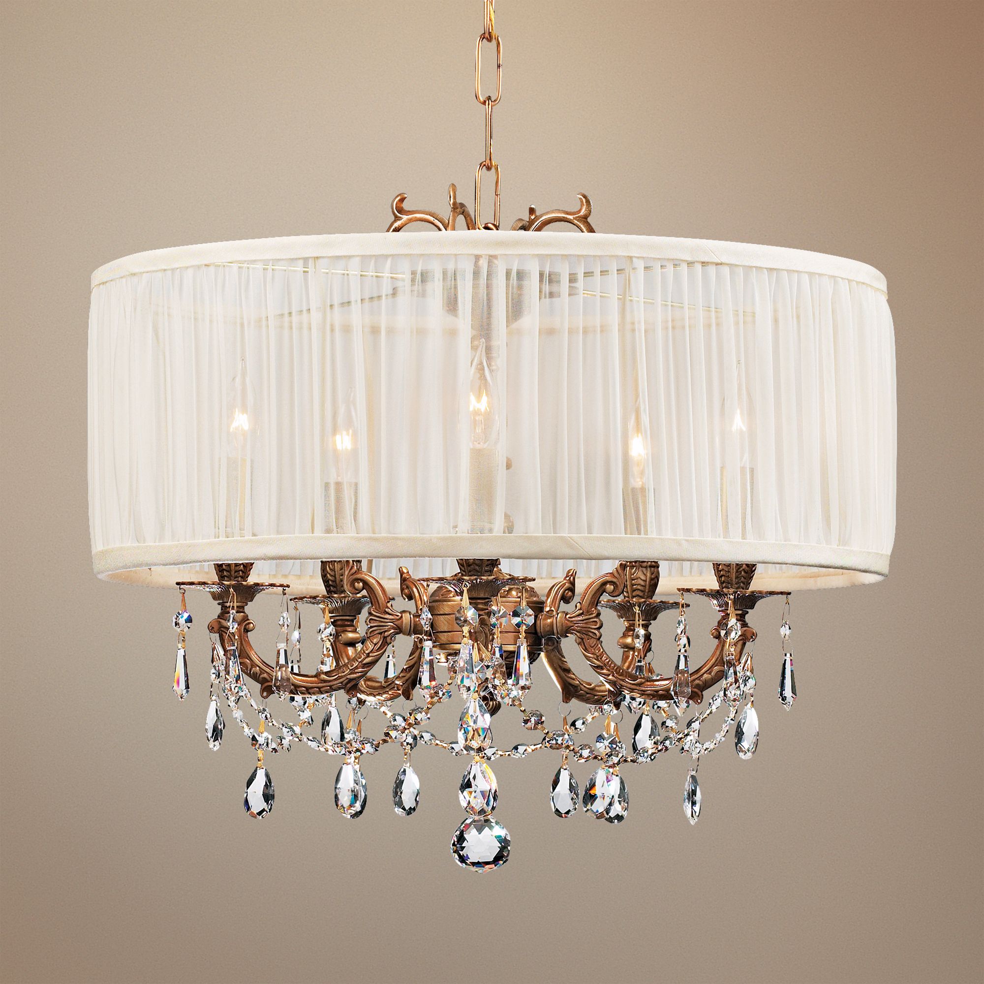 Brentwood Collection Aged Brass 5-Light Crystal Chandelier