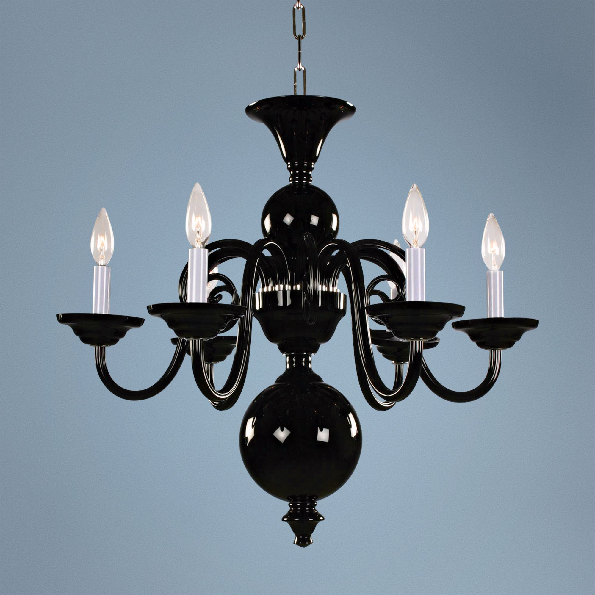 Bohemian Black Art Crystal 6-Light Chandelier