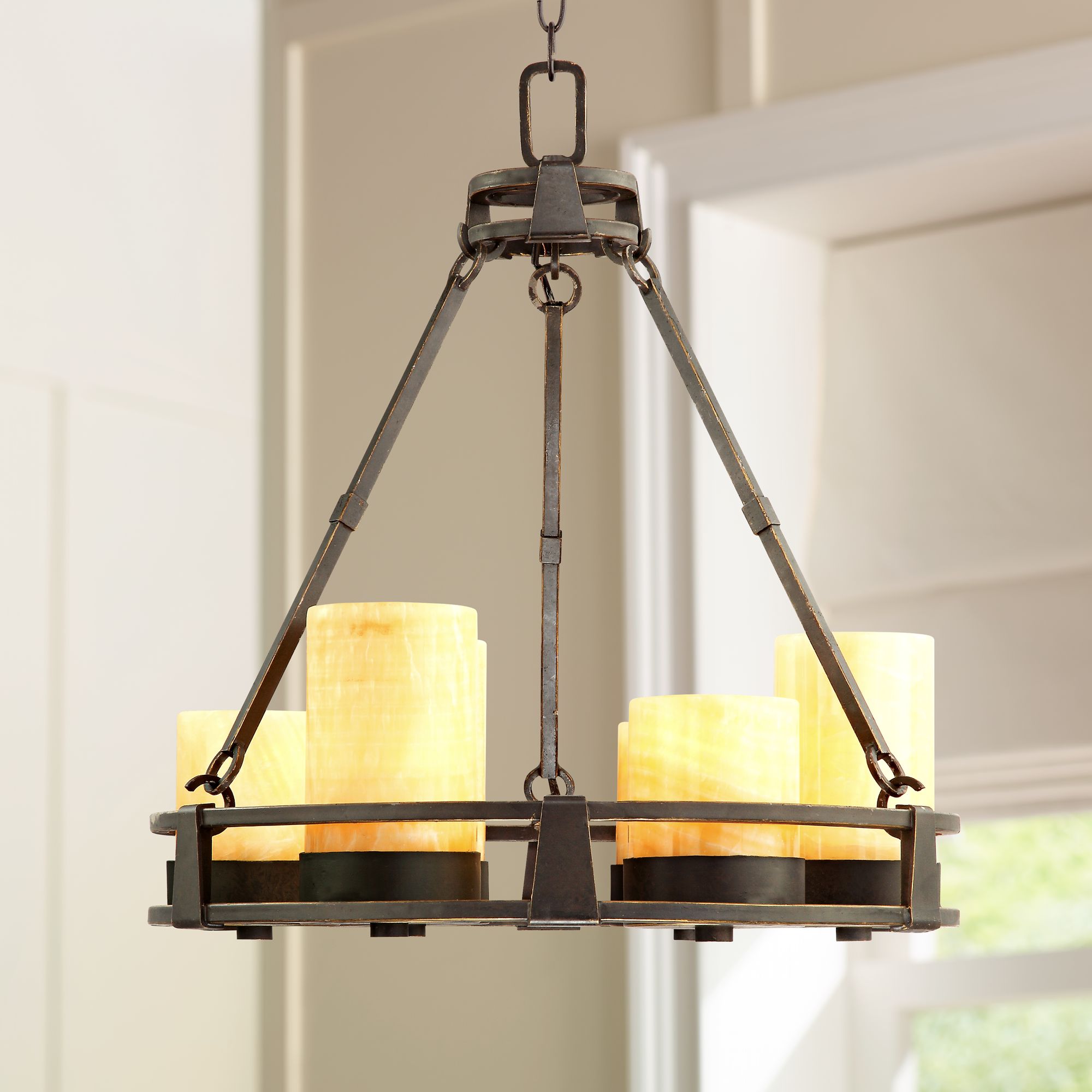 Sunset Onyx Stone 6-Light Faux Candle Chandelier
