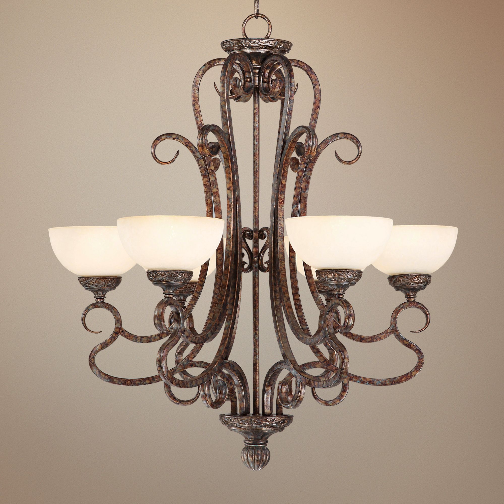 French Bronze Scroll 28 1/2" Wide Chandelier