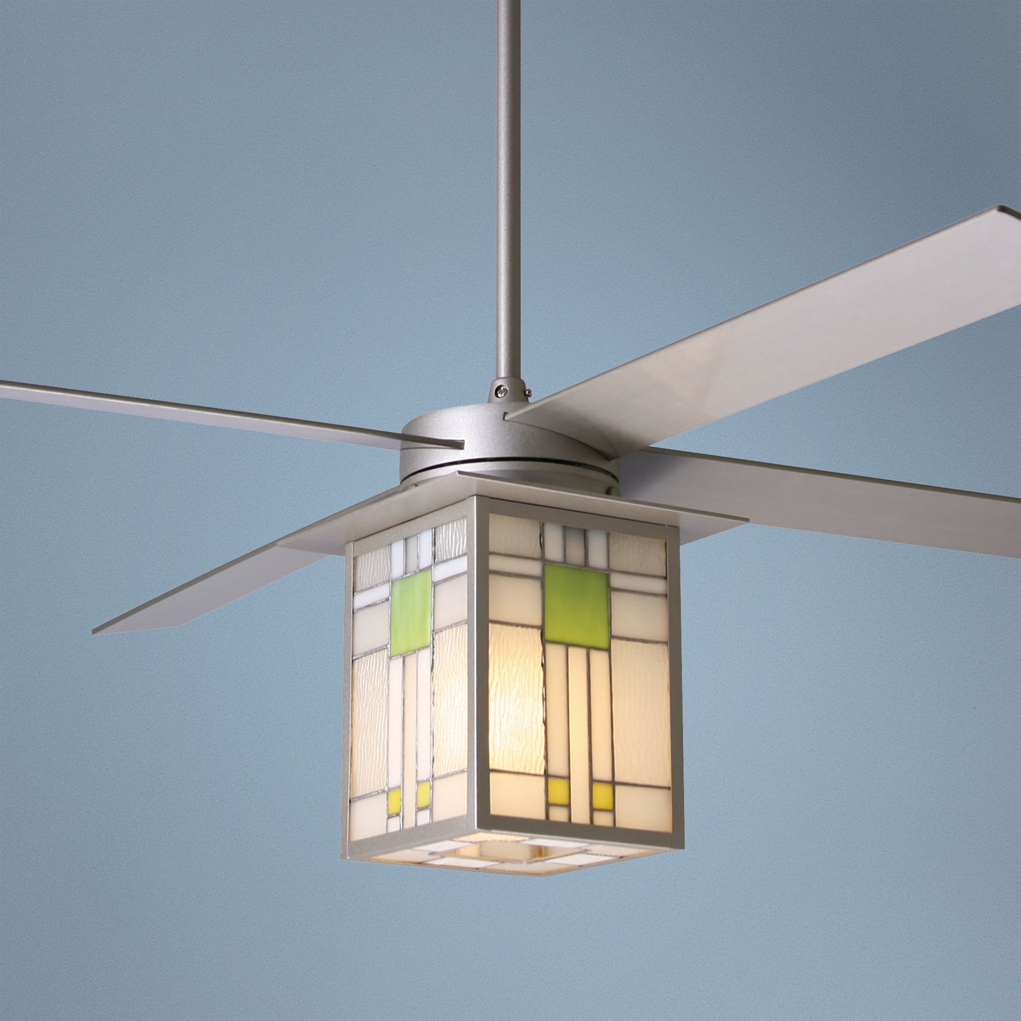 52" Prairie Nickel and Stained Glass Ceiling Fan