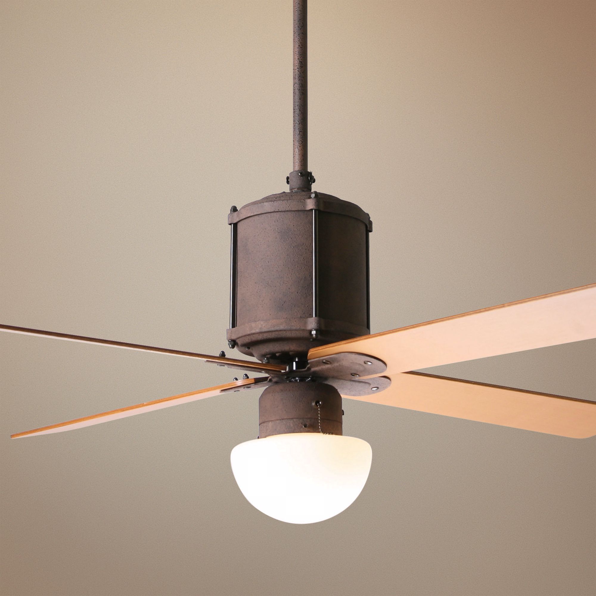 52" Industry Rust Finish with Opal Glass Ceiling Fan