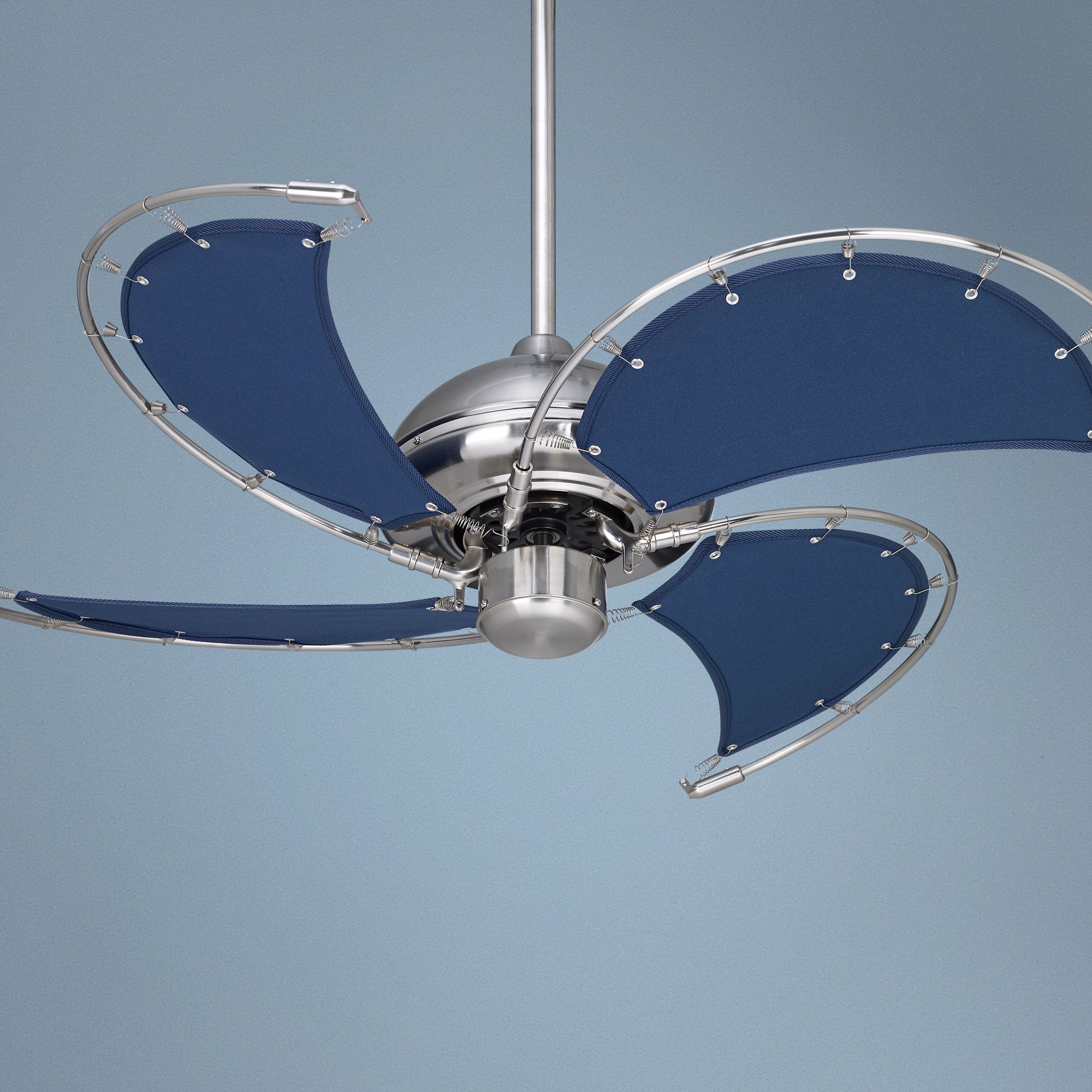 40" Casa Vieja Aerial Brushed Nickel Blue Blades Ceiling Fan