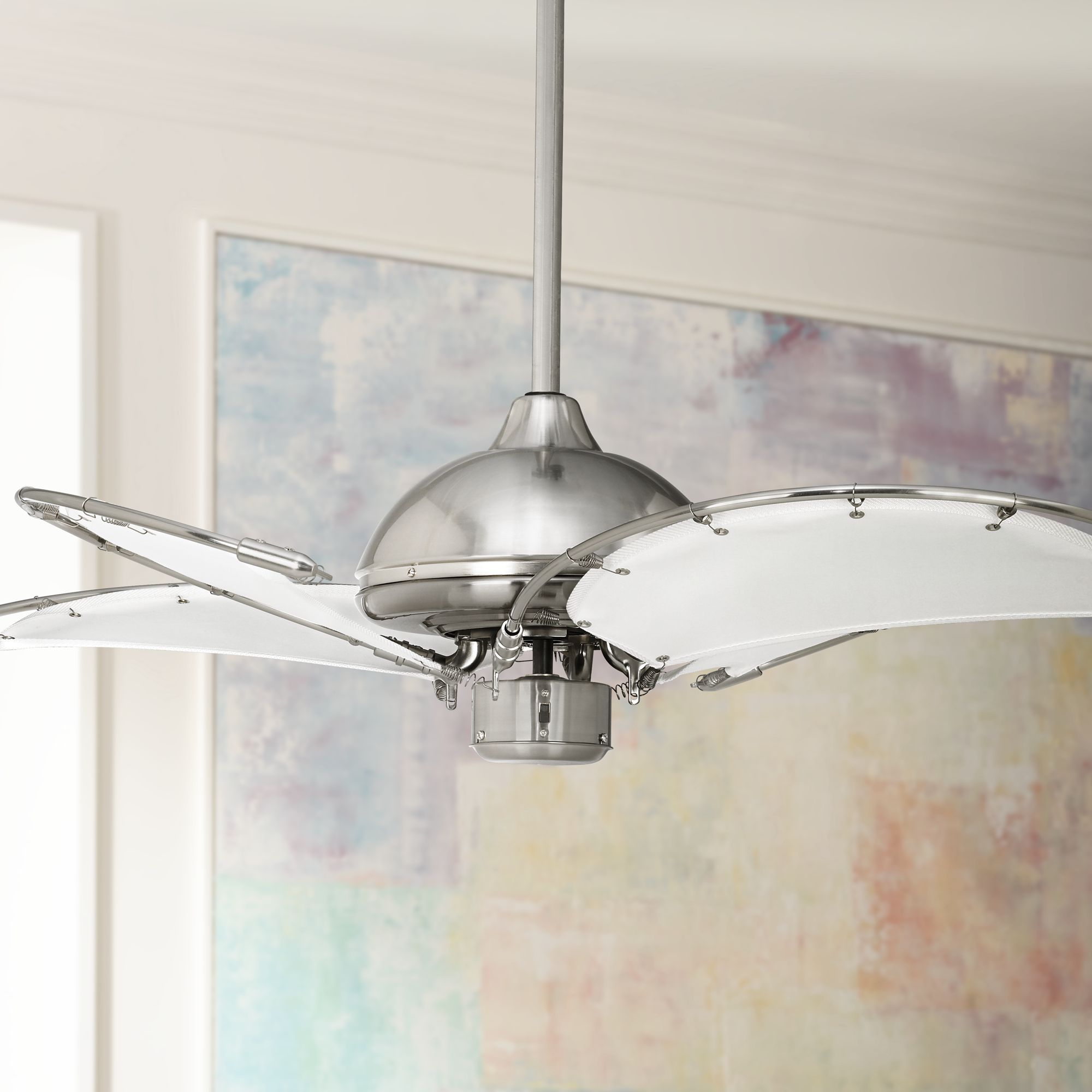 40" Aerial Brushed Nickel White Blades Ceiling Fan