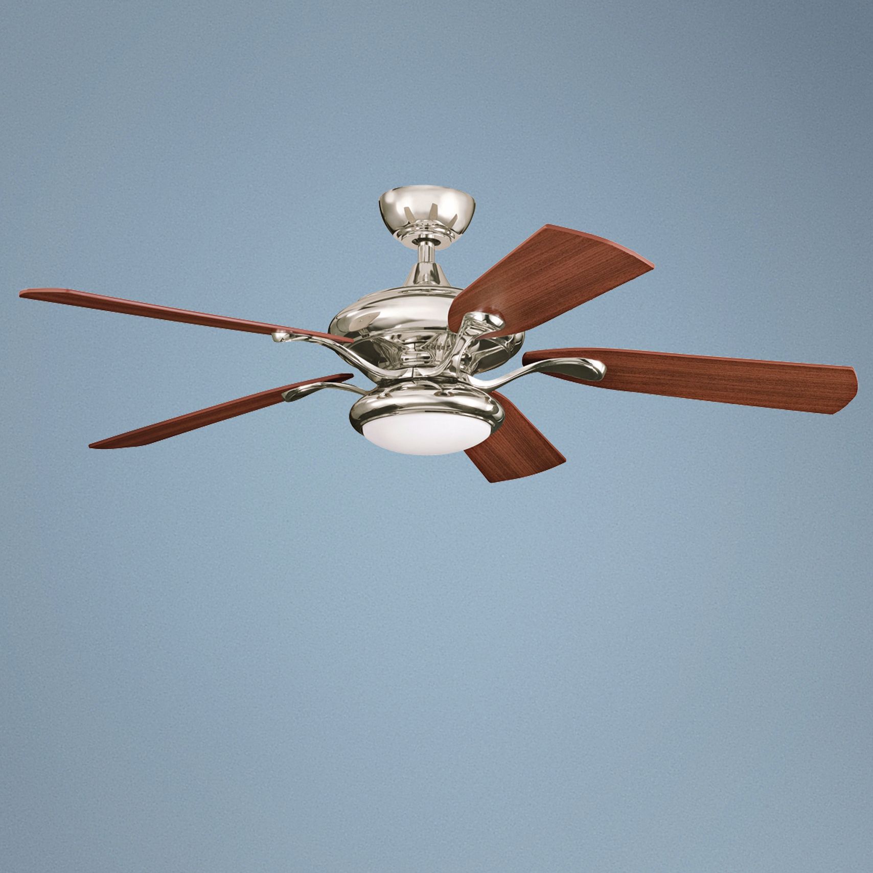 52" Kichler Aldrin Polished Nickel Opal Glass Ceiling Fan