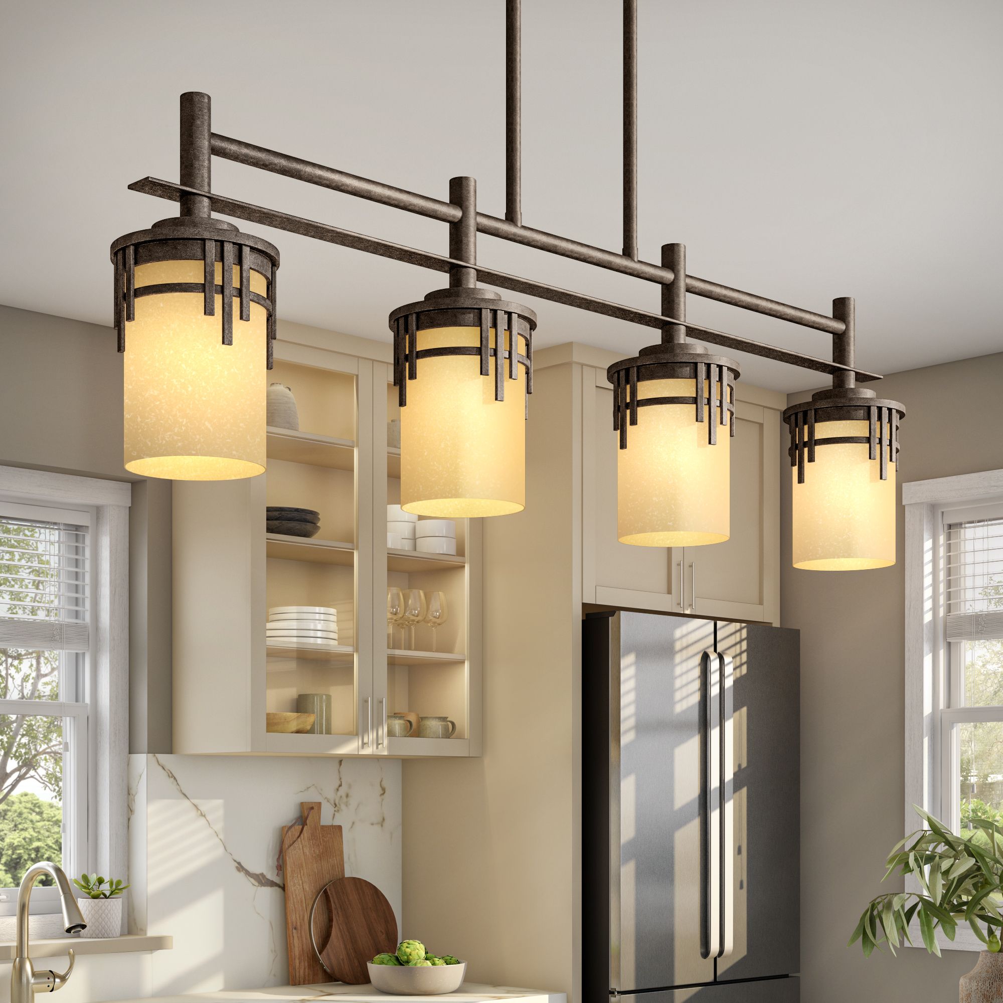 Mission Ridge Warm Mahogany Island Chandelier