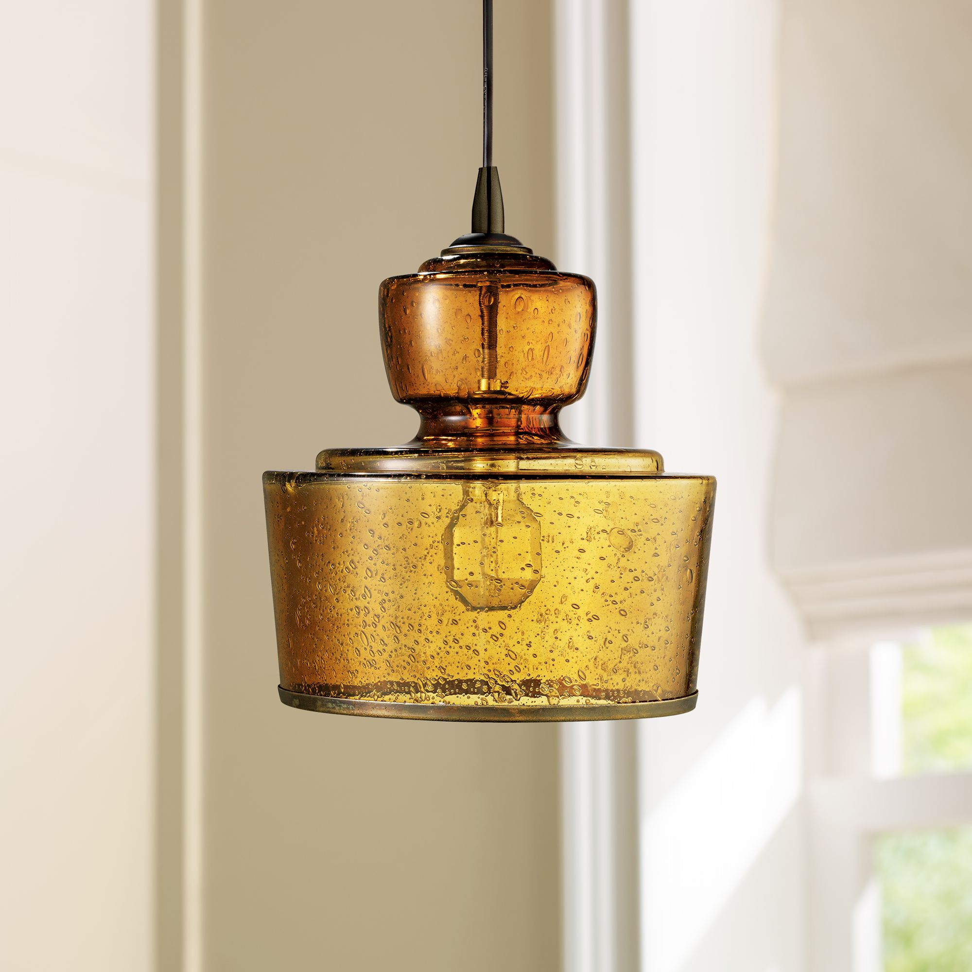 Jamie Young Lafitte Amber Glass 10" Wide Pendant Chandelier