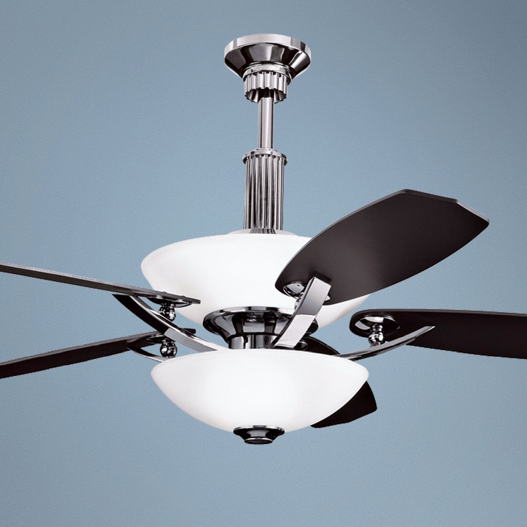 56" Palla Midnight Chrome Ceiling Fan With Light Kit