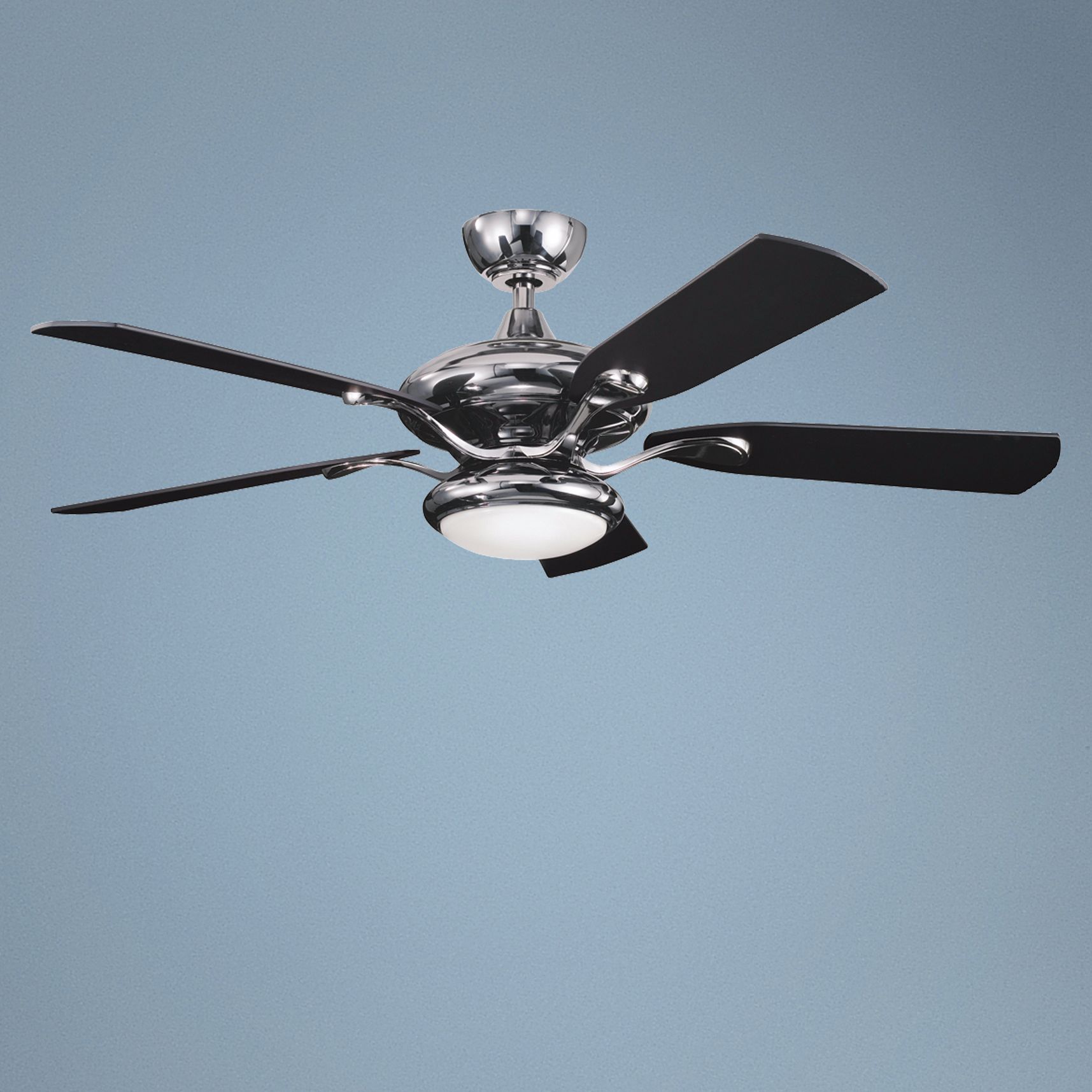 52" Kichler Aldrin Midnight Chrome Opal Glass Ceiling Fan