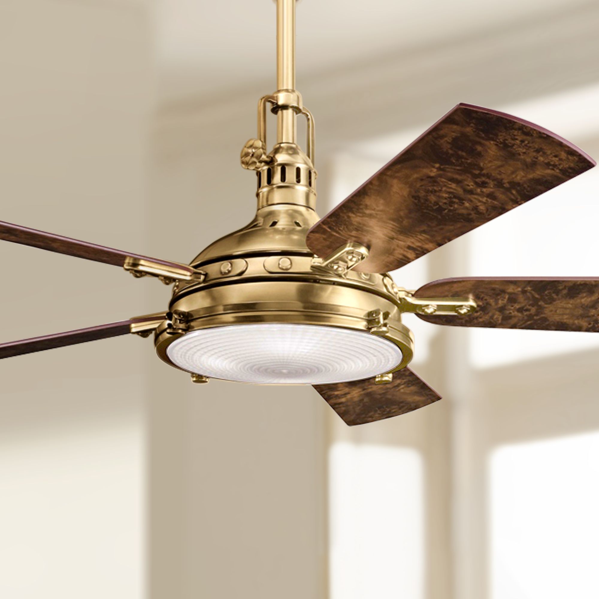 kichler ceiling fan hatteras bay brass antique burnished lampsplus fans