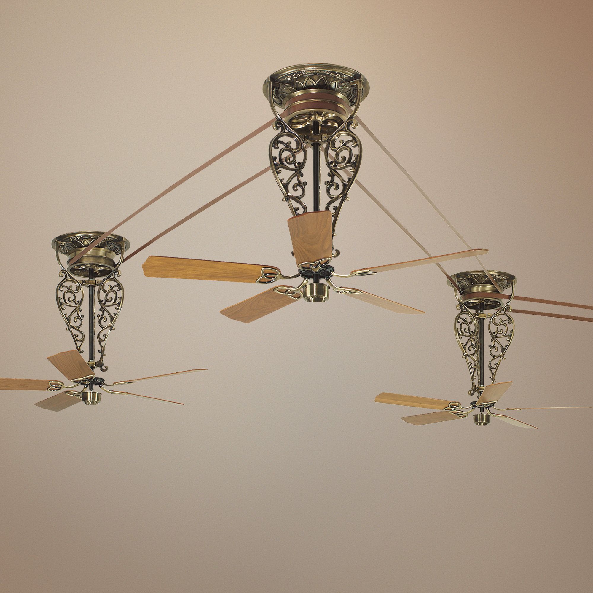 Bourbon Street 4-Piece Antique Brass Ceiling Fan Set