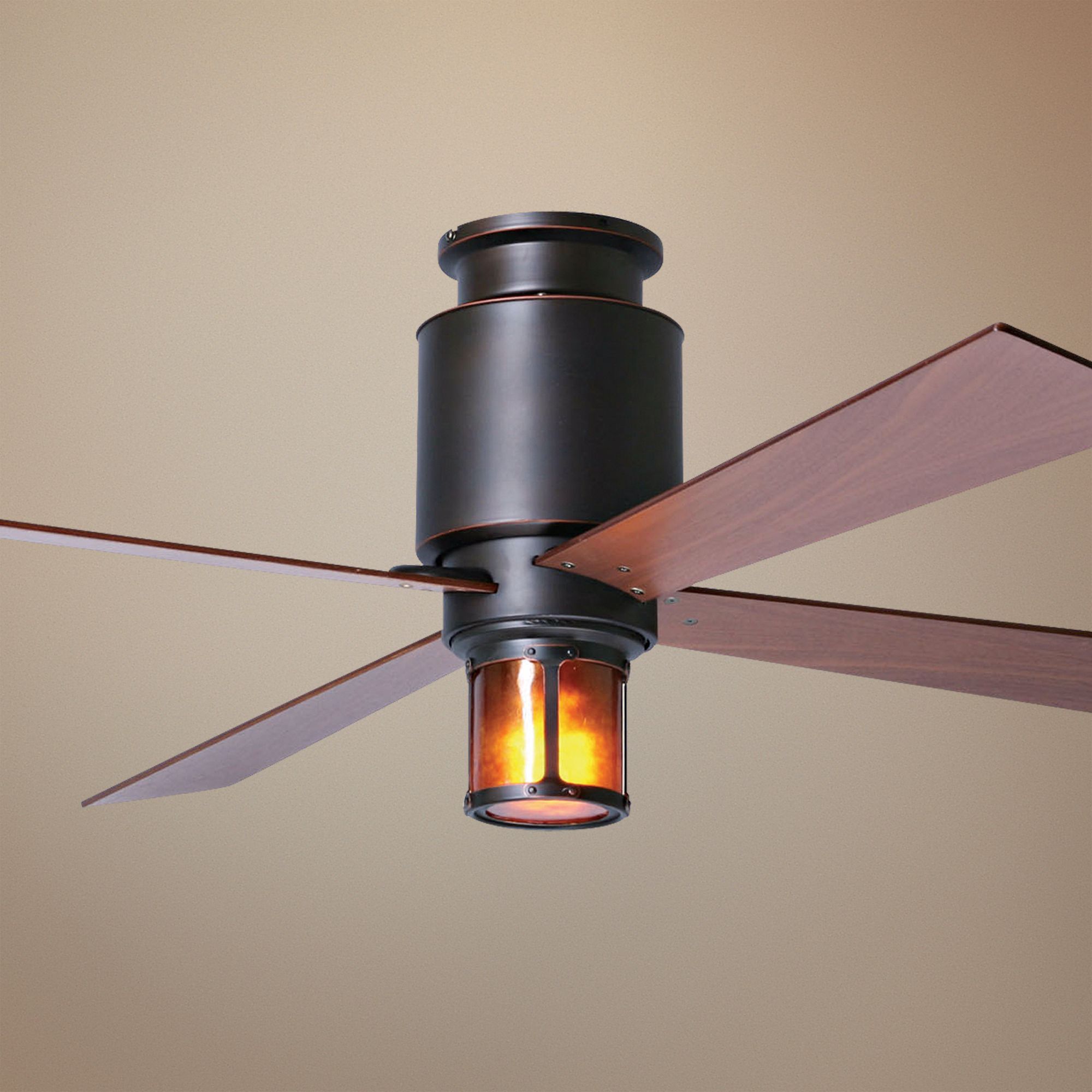 42" Period Arts Lapa Bronze Mahogany Mica Hugger Ceiling Fan