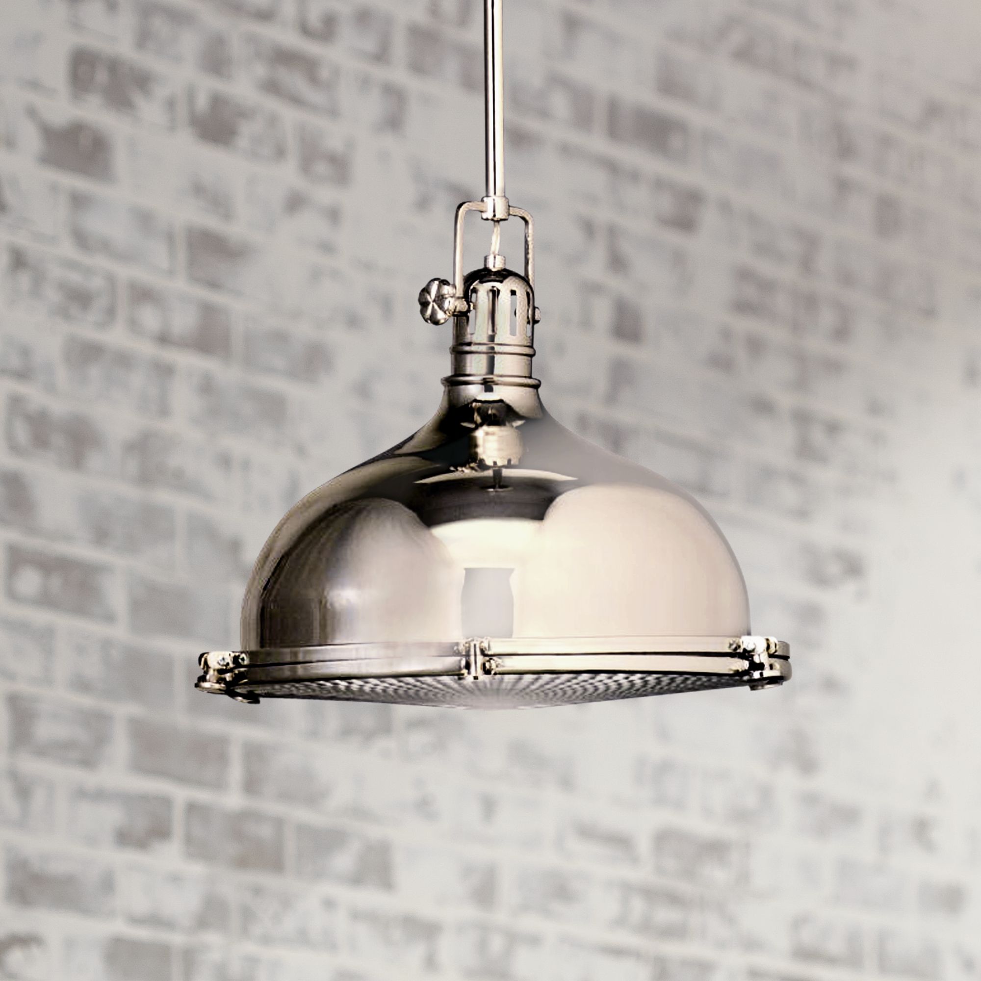 Kichler Nickel with Fresnel Lens 13 1/2" Wide Pendant Light