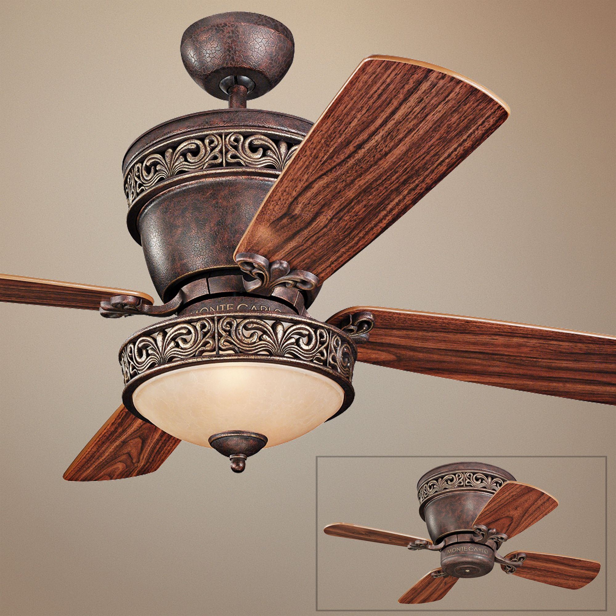 42" Monte Carlo Villager Walnut Ceiling Fan with Light Kit