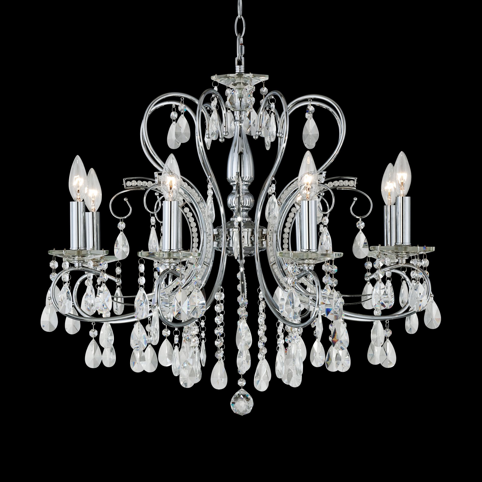 8-Light Chrome Finish Crystal Chandelier
