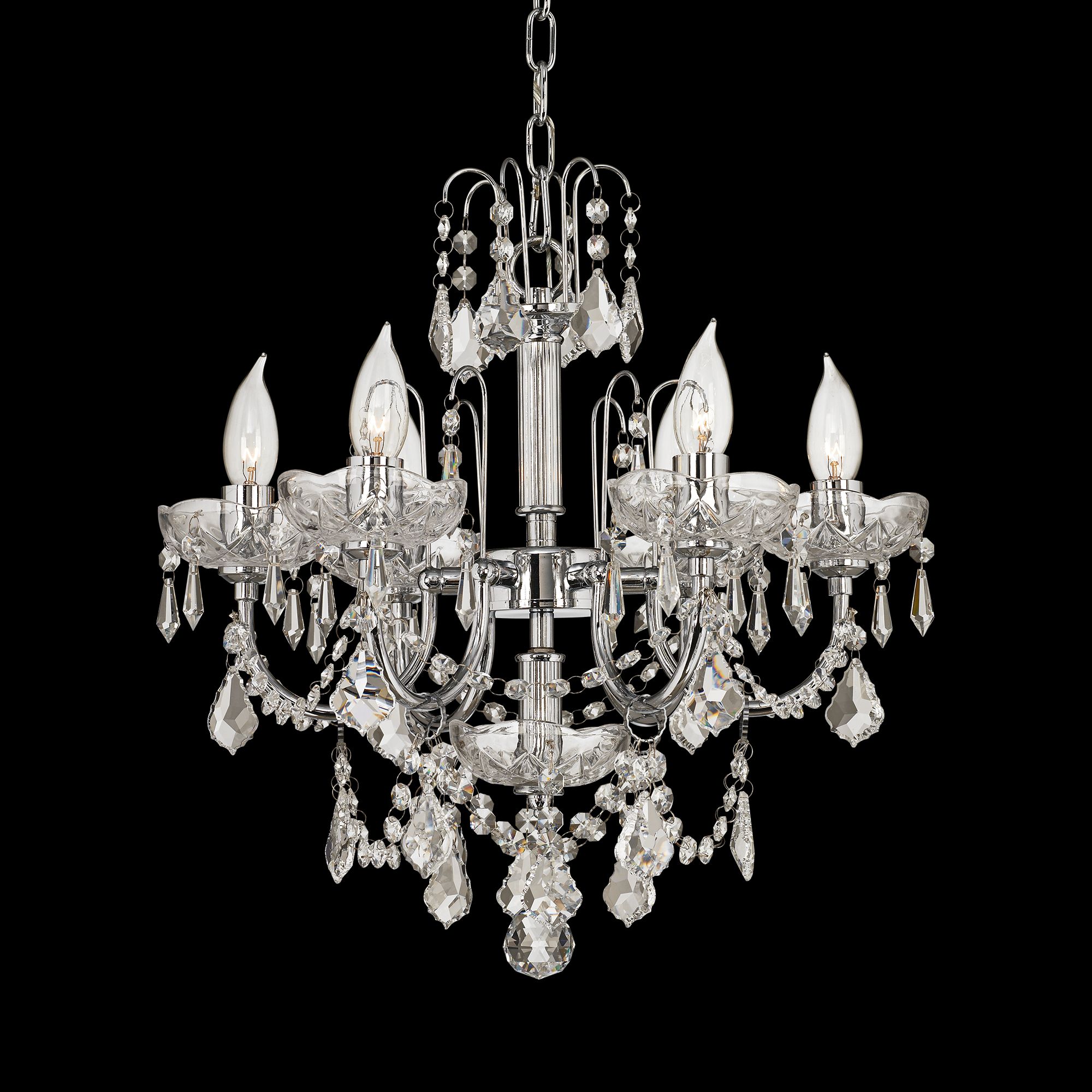 Six Light Clear Crystal 17" Wide Chandelier