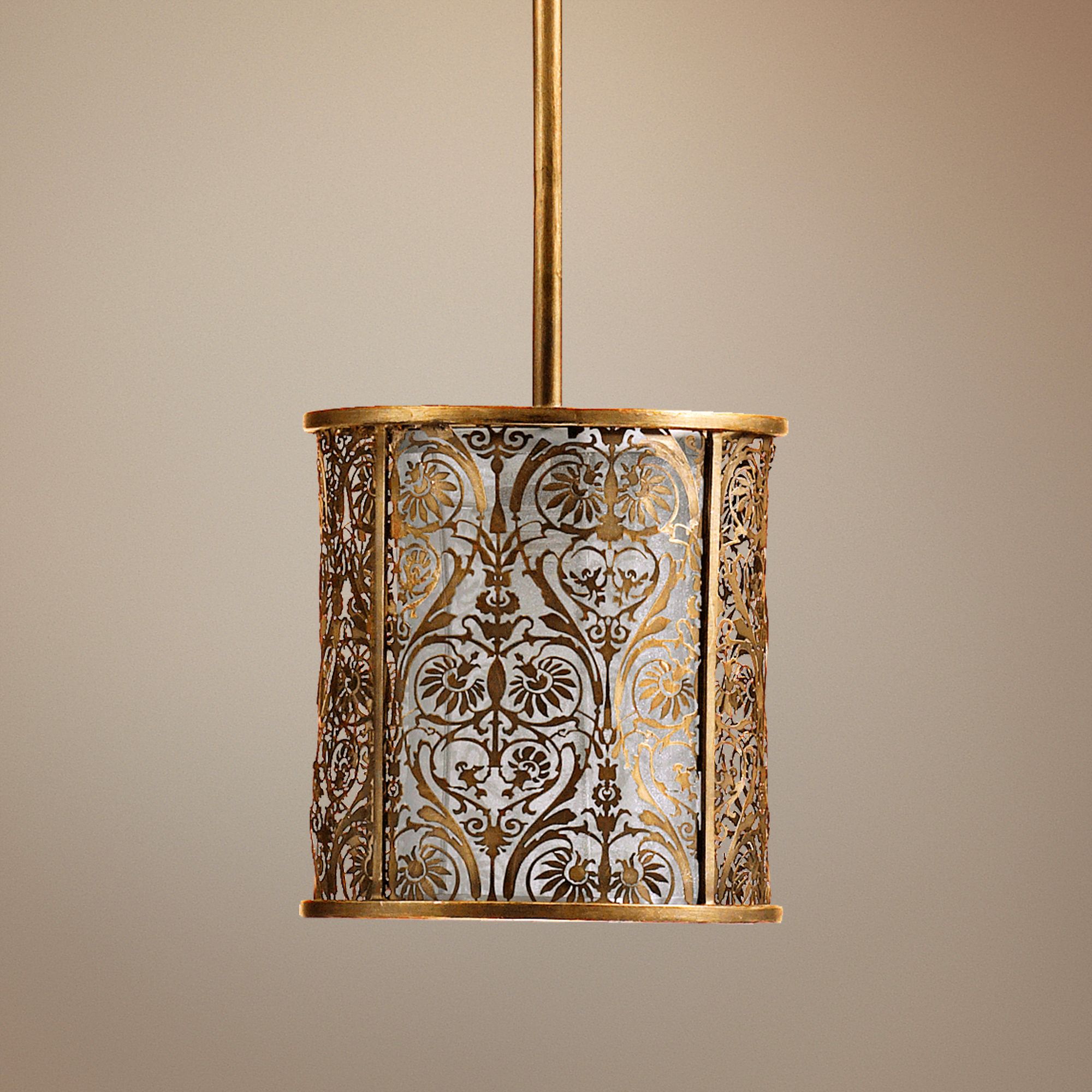 Quorum French Damask 9" Wide Vintage Pewter Pendant Light