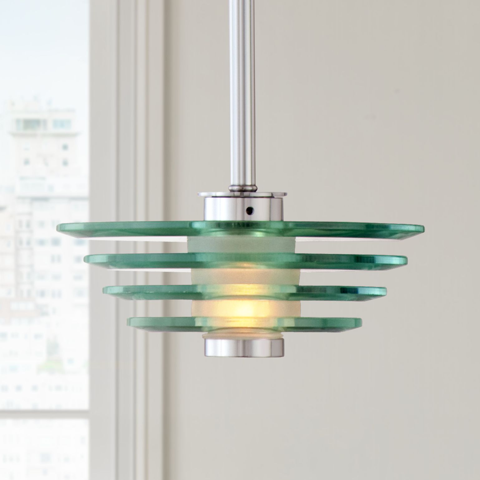Stacked Glass Discs Mini Pendant Light