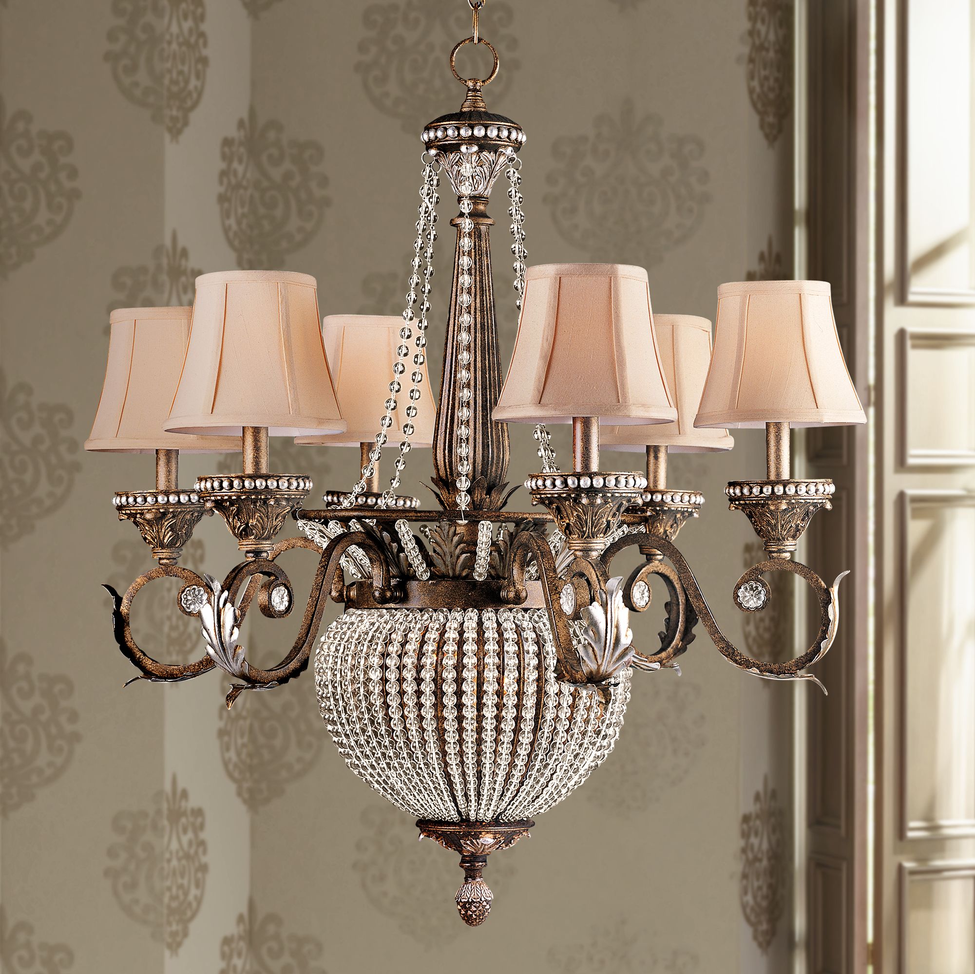 Crystorama Roosevelt Collection Patina 6 Light Chandelier
