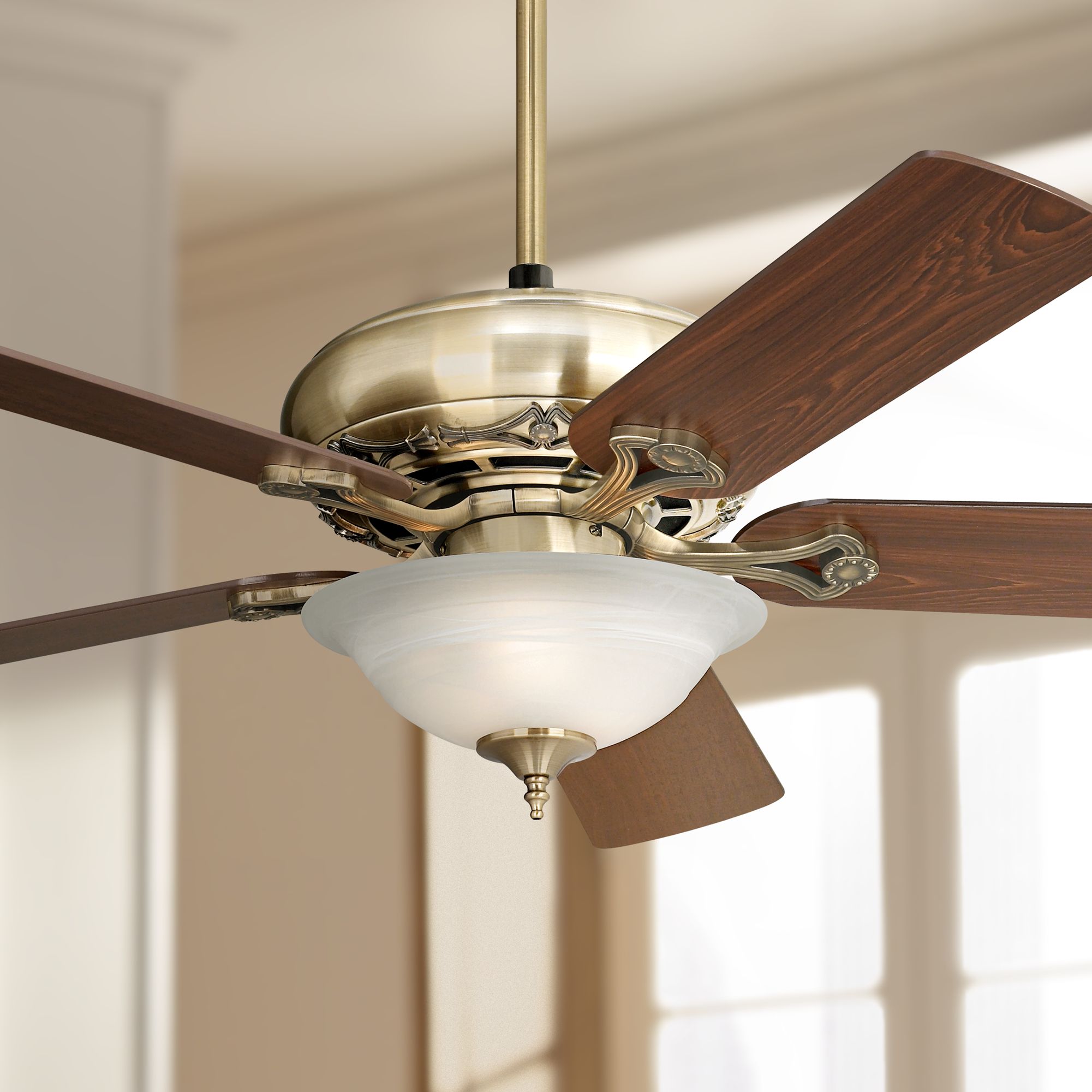 52" Casa Vieja Trilogy Brass Ceiling Fan with Light Kit