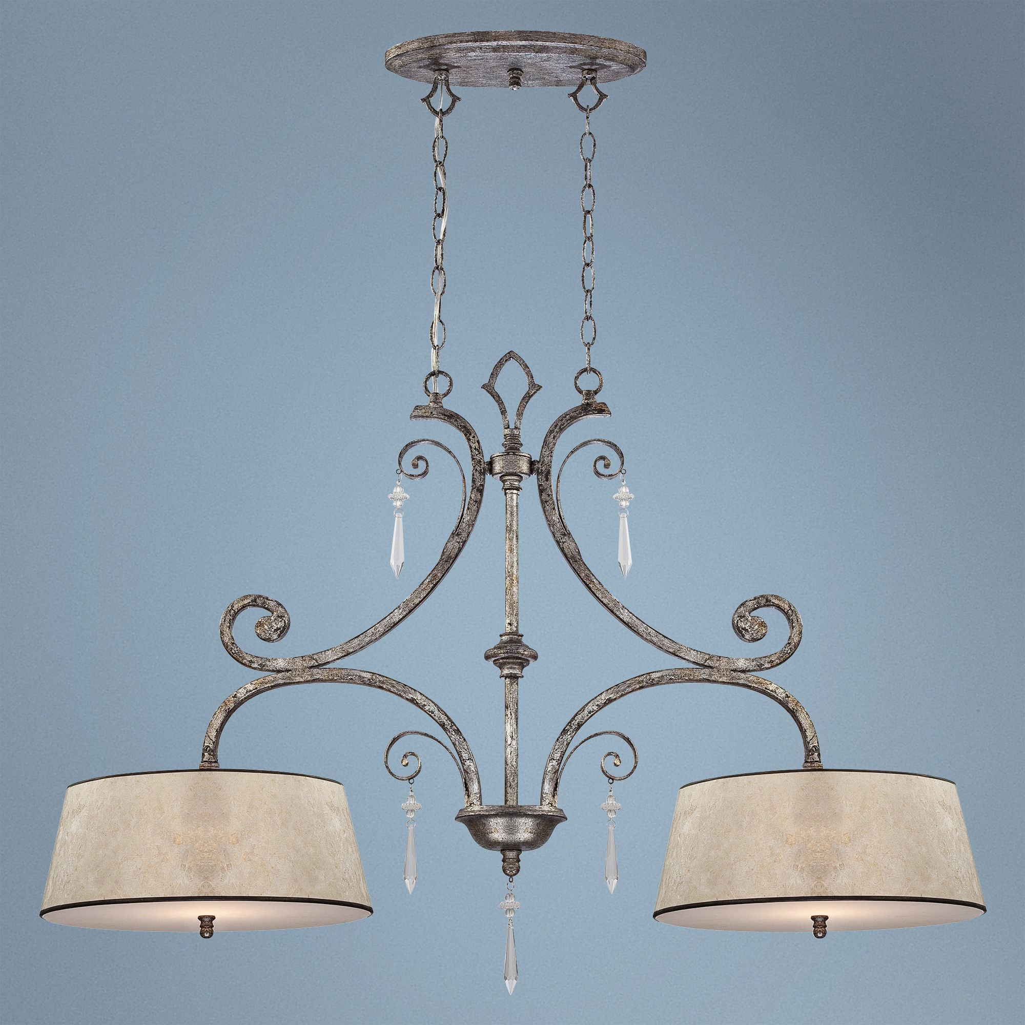 Kendra Mottled Silver Two Light Island Chandelier