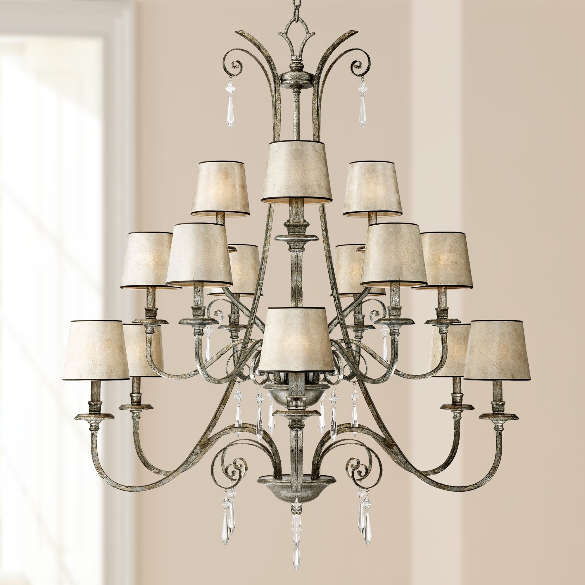 Kendra Mottled Silver Fifteen Light Entry Chandelier
