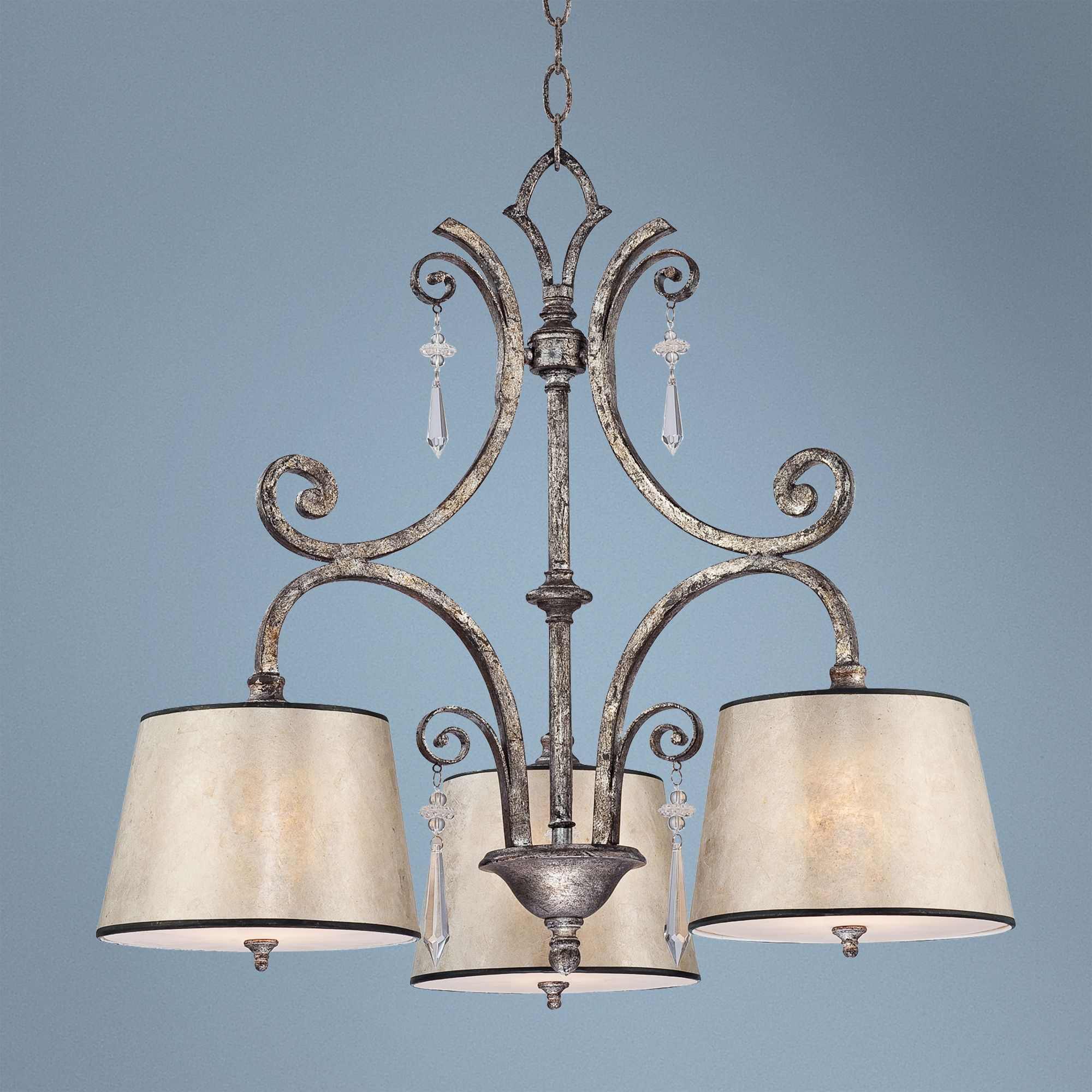 Kendra Mottled Silver Oyster Mica Three Light Chandelier